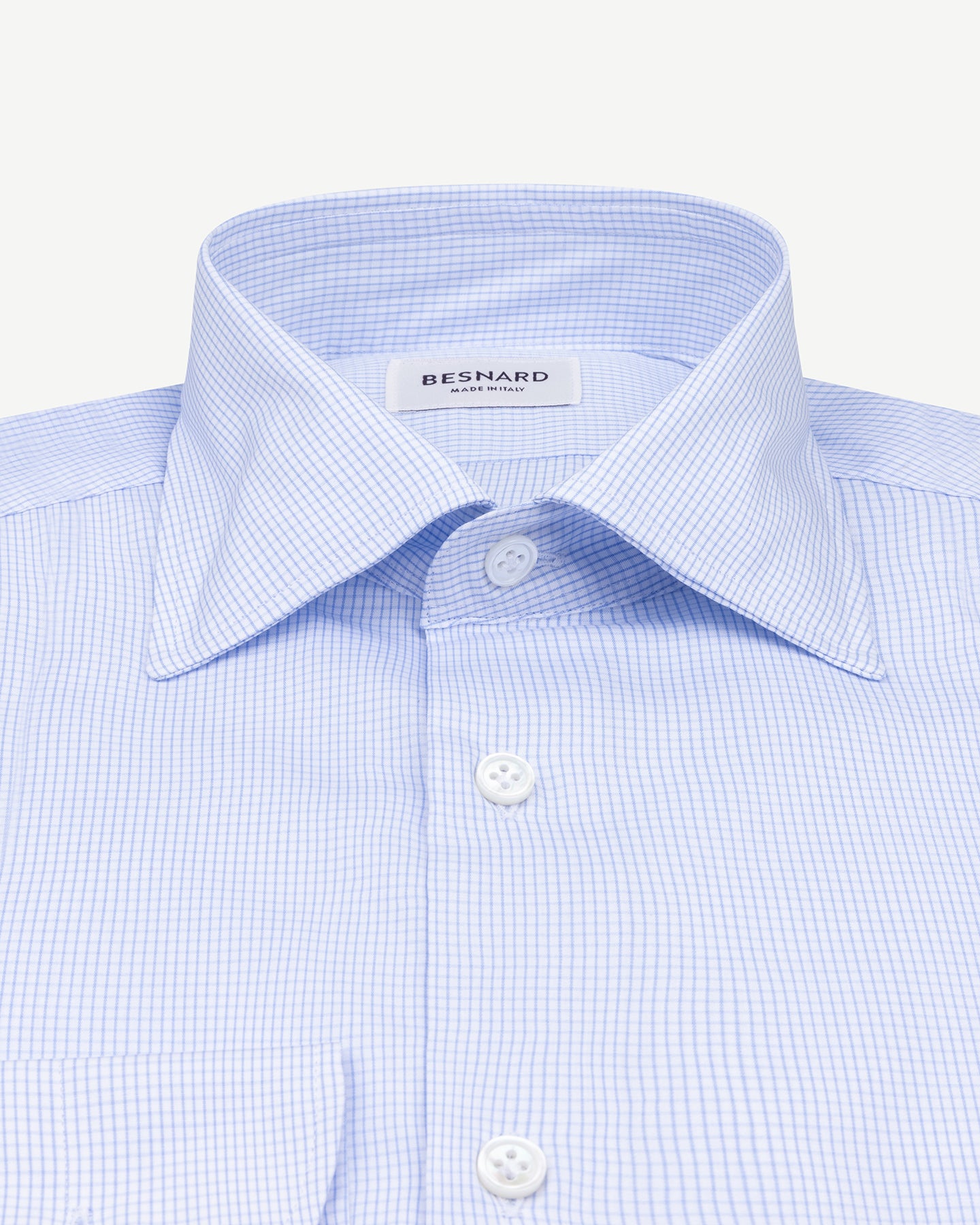 Light blue fine graph check shirt with spread collar