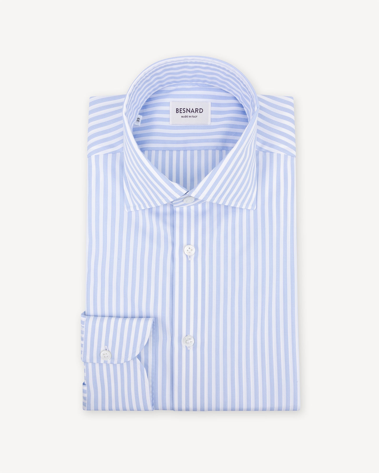 Light Blue End-On-End Candy Stripe Spread Collar Shirt