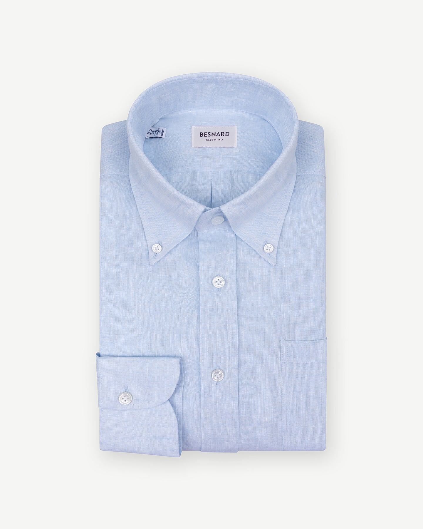 Light blue linen button down shirt