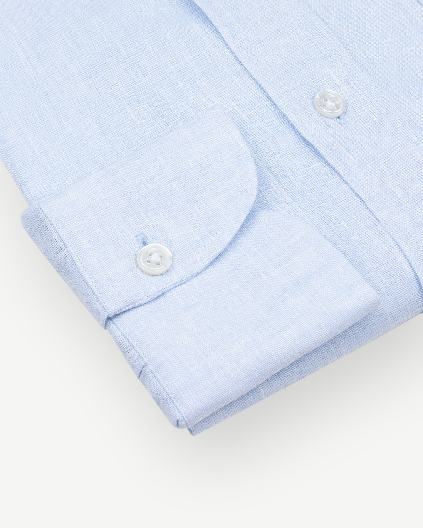 Light blue linen shirt with single cuffs