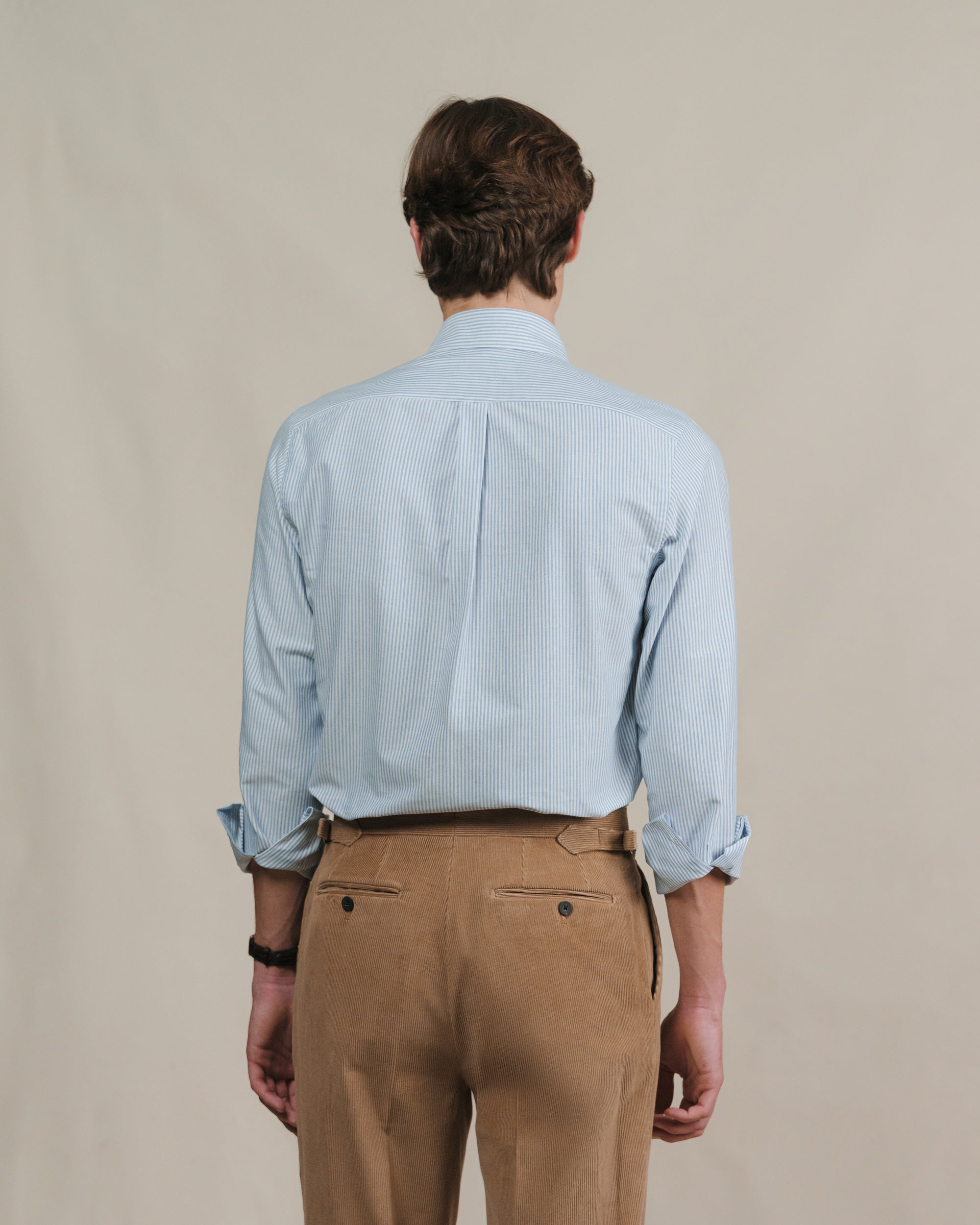 Light Blue University Stripe Oxford Cloth Button Down Shirt