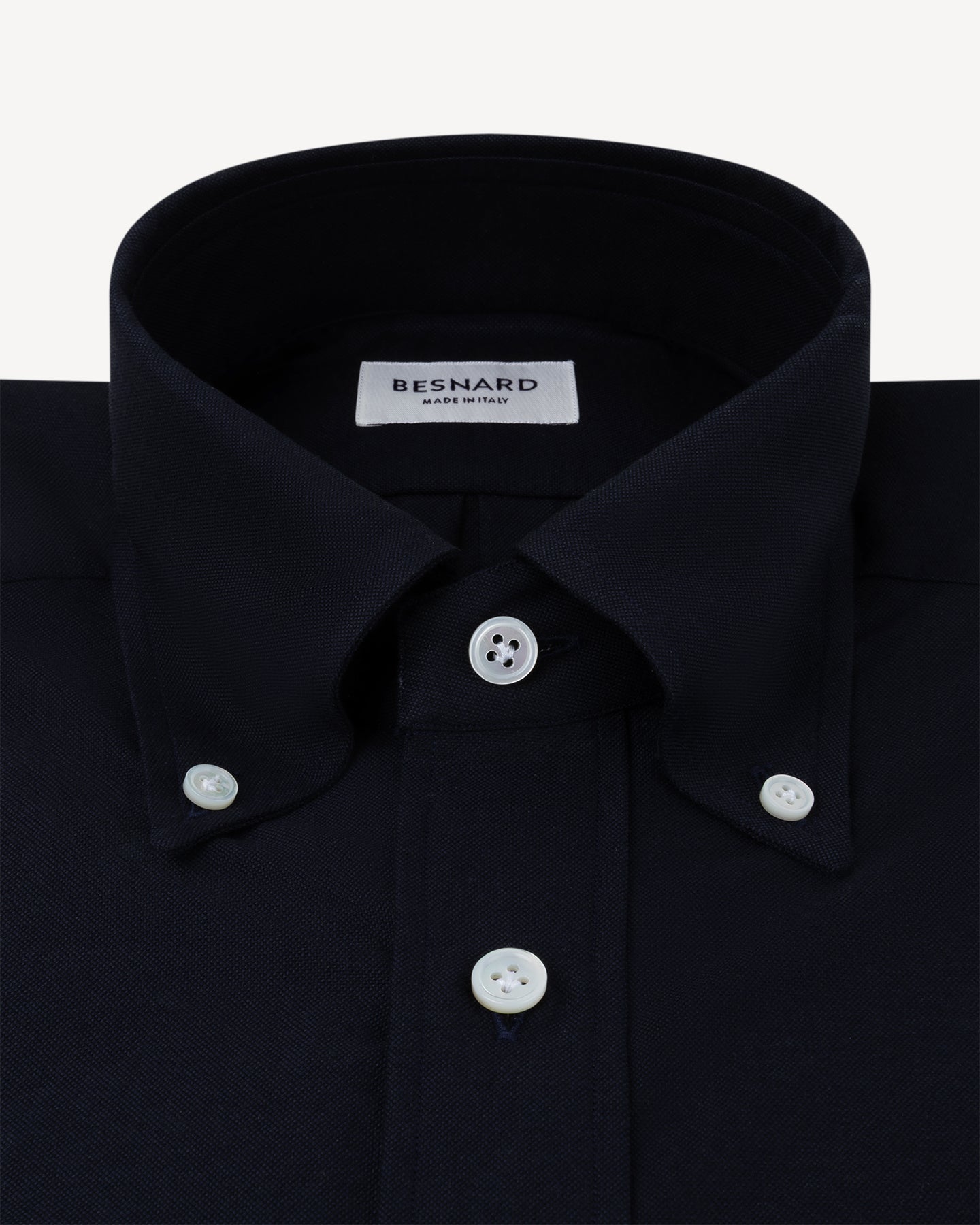 Navy OCBD with collar roll