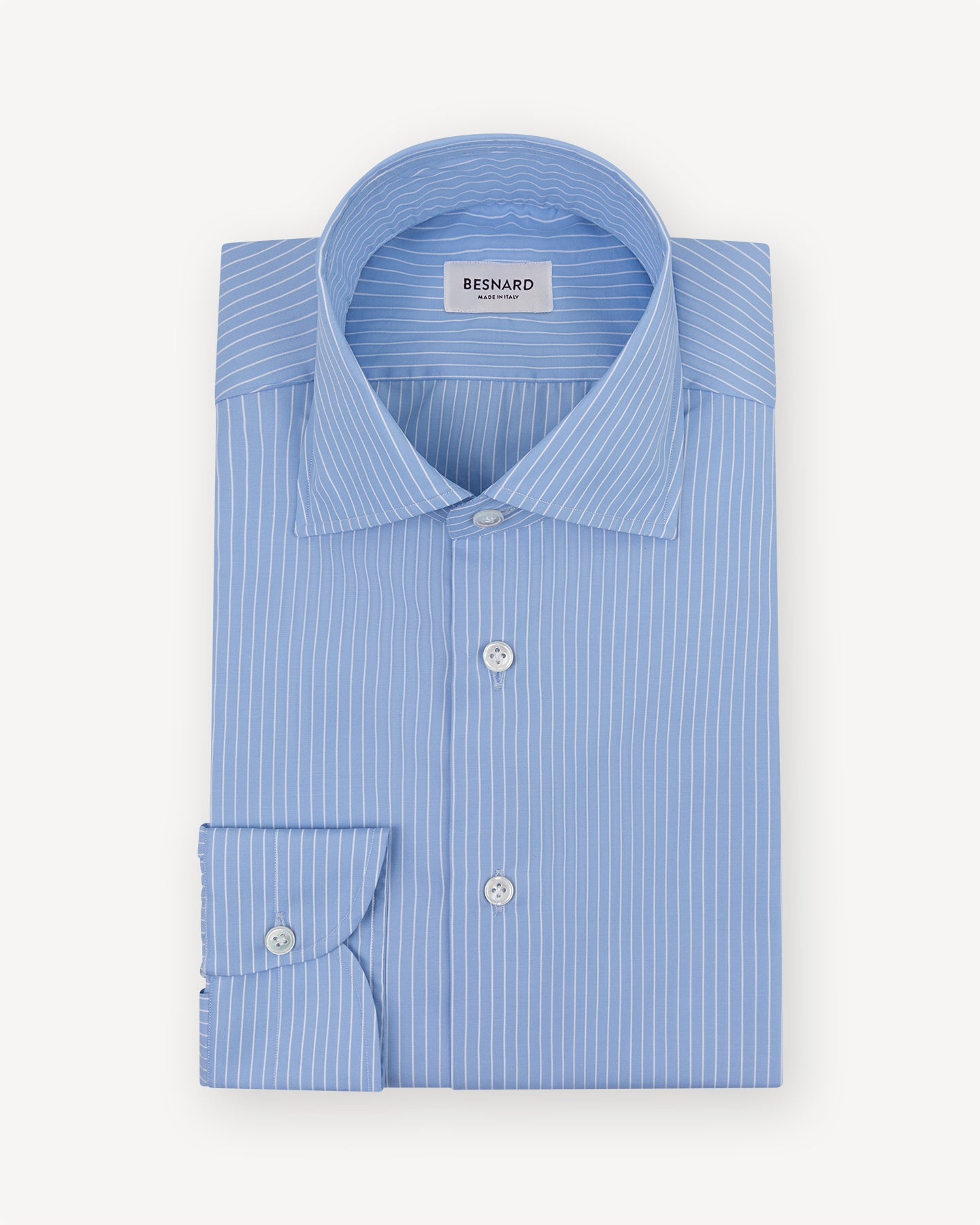 Light Blue Reverse Stripe Poplin Spread Collar Shirt