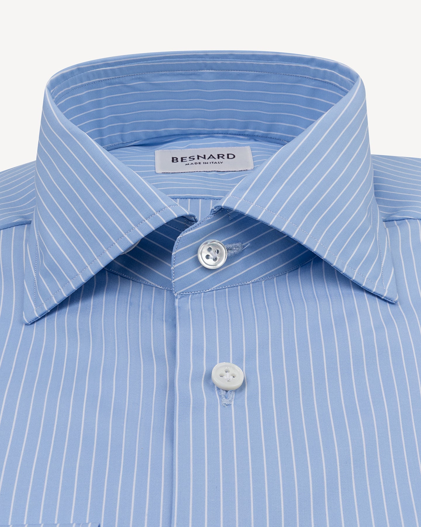 Light Blue Reverse Stripe Poplin Spread Collar Shirt