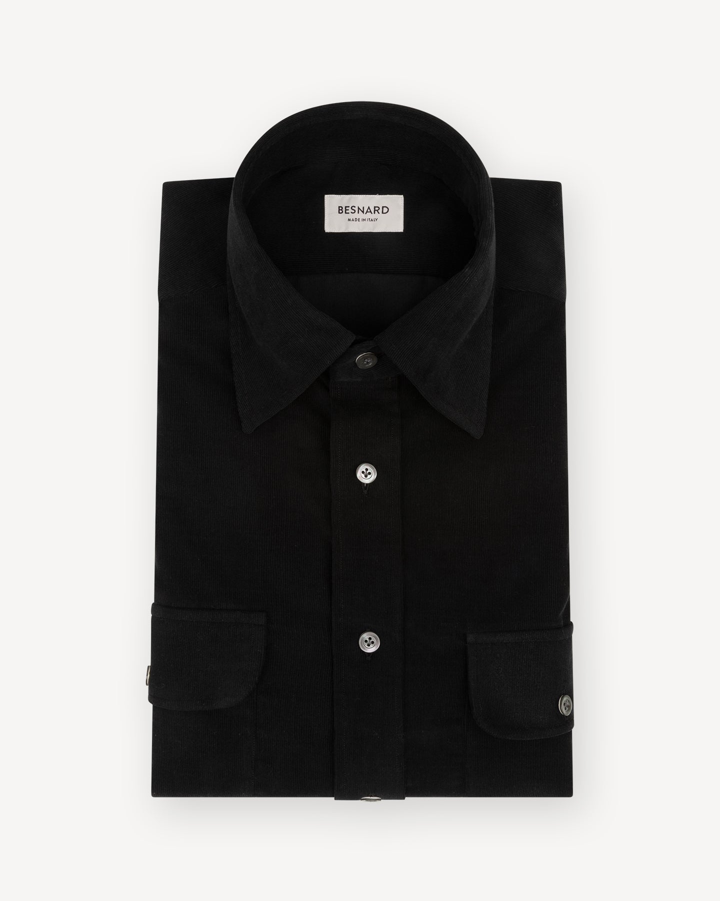Black Corduroy Two Pocket Shirt
