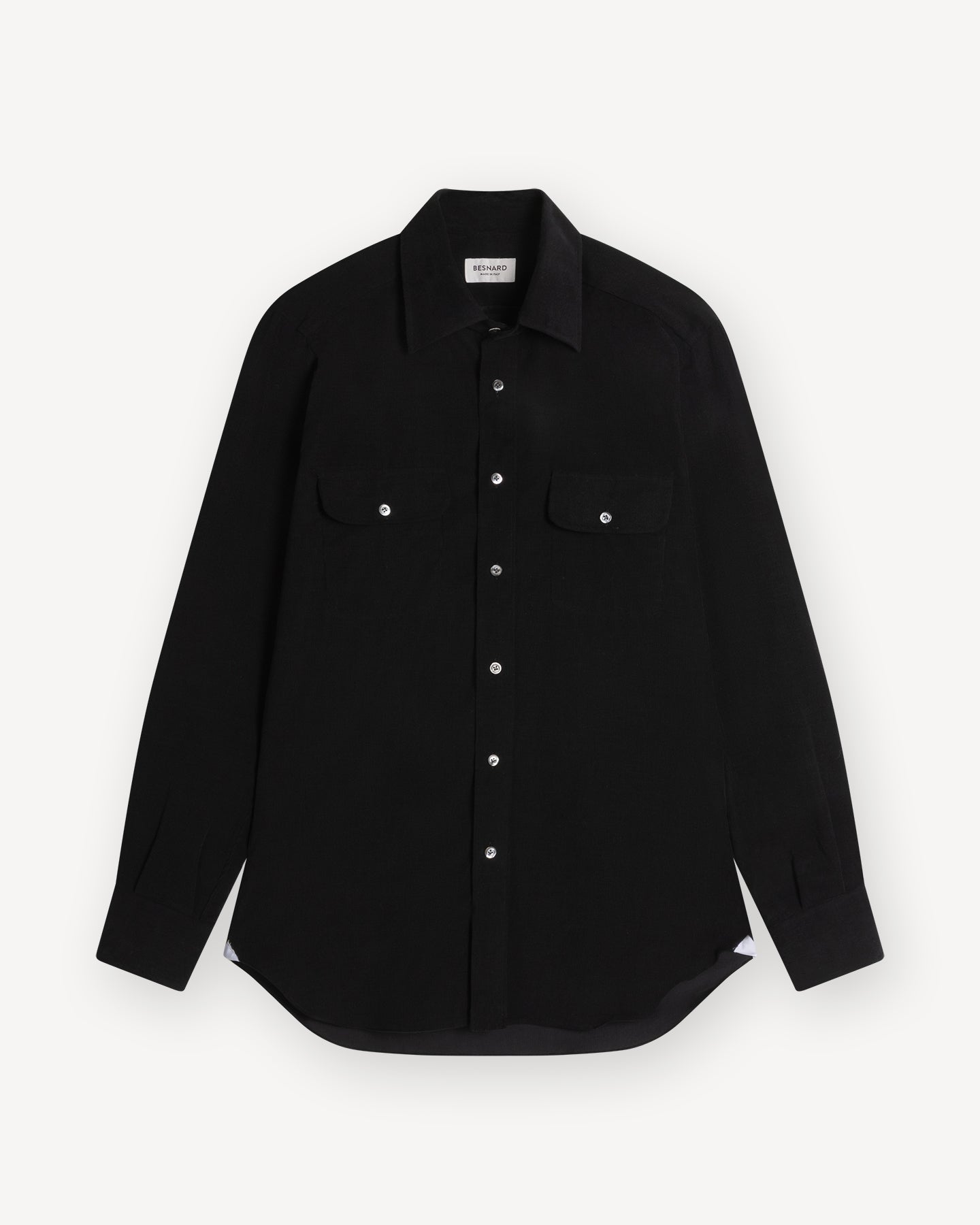 Black Corduroy Two Pocket Shirt