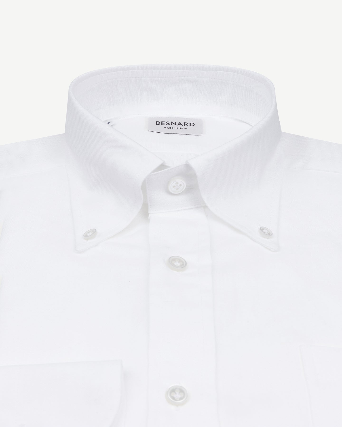 White cotton linen shirt with button down collar