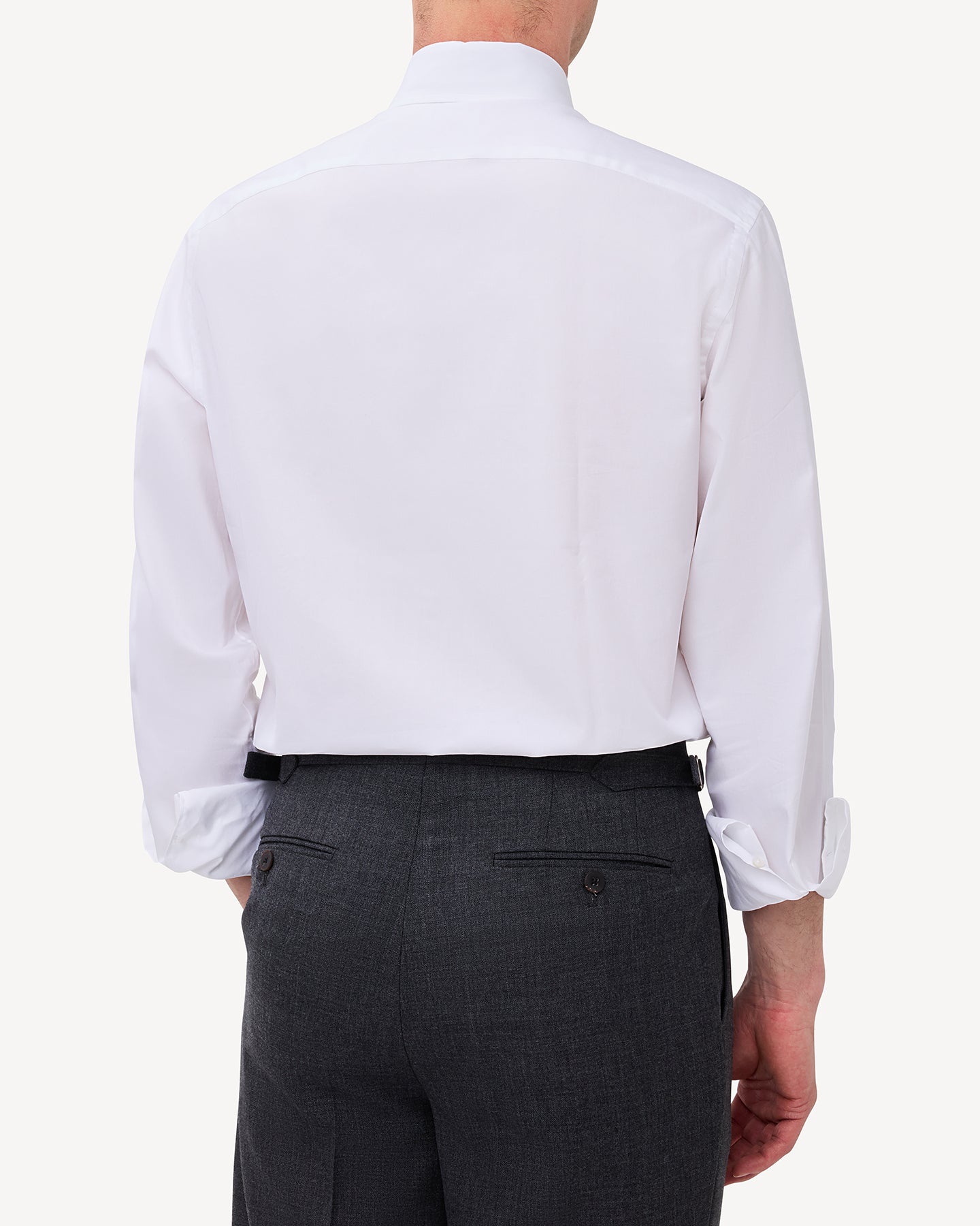 White Pinpoint Spread Collar Shirt