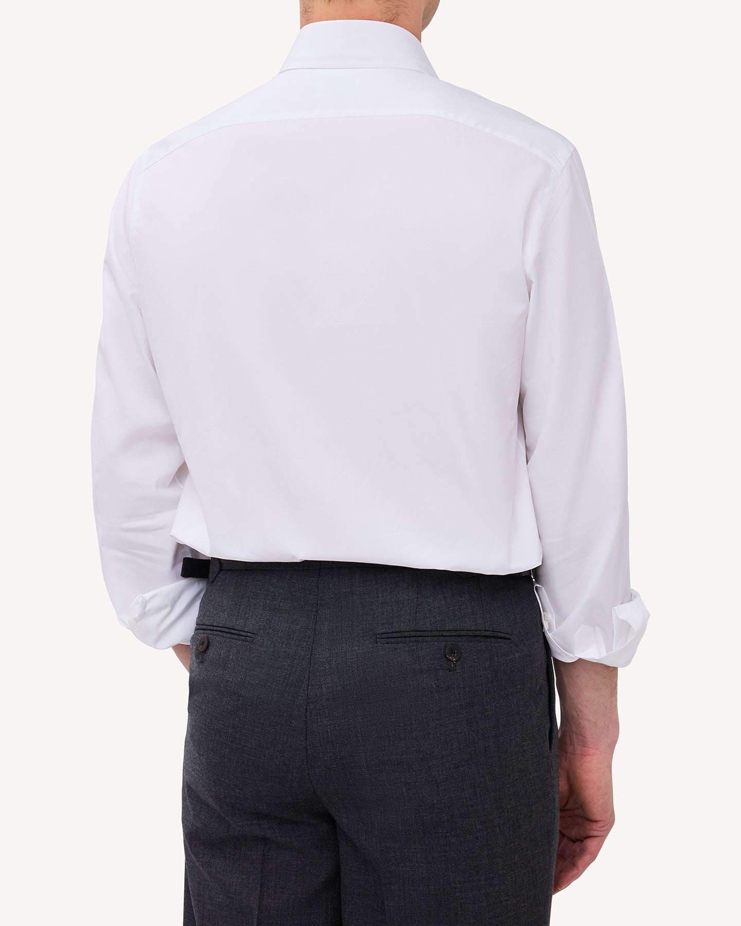 White Poplin Spread Collar Shirt