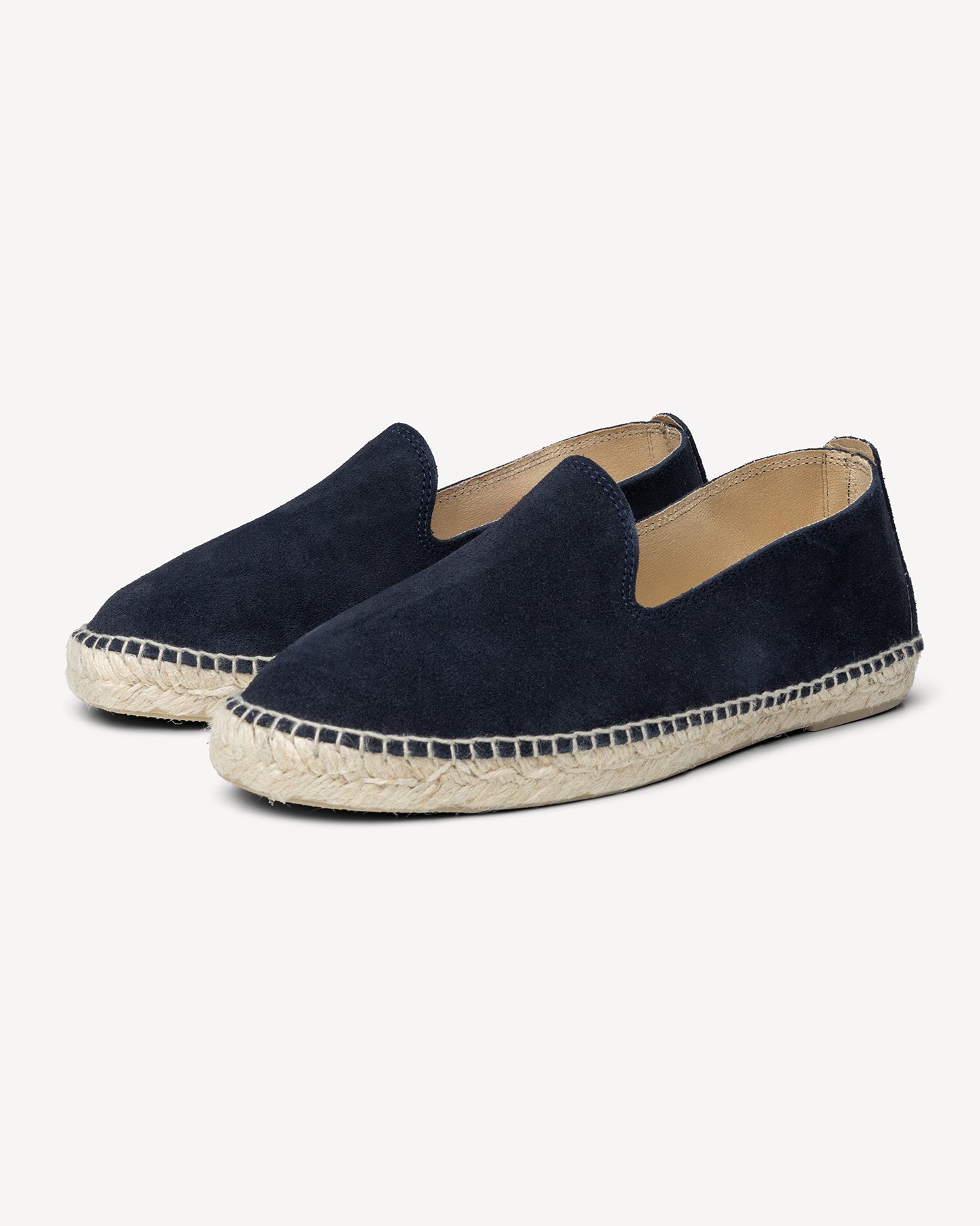 Navy suede espadrilles lined with leather