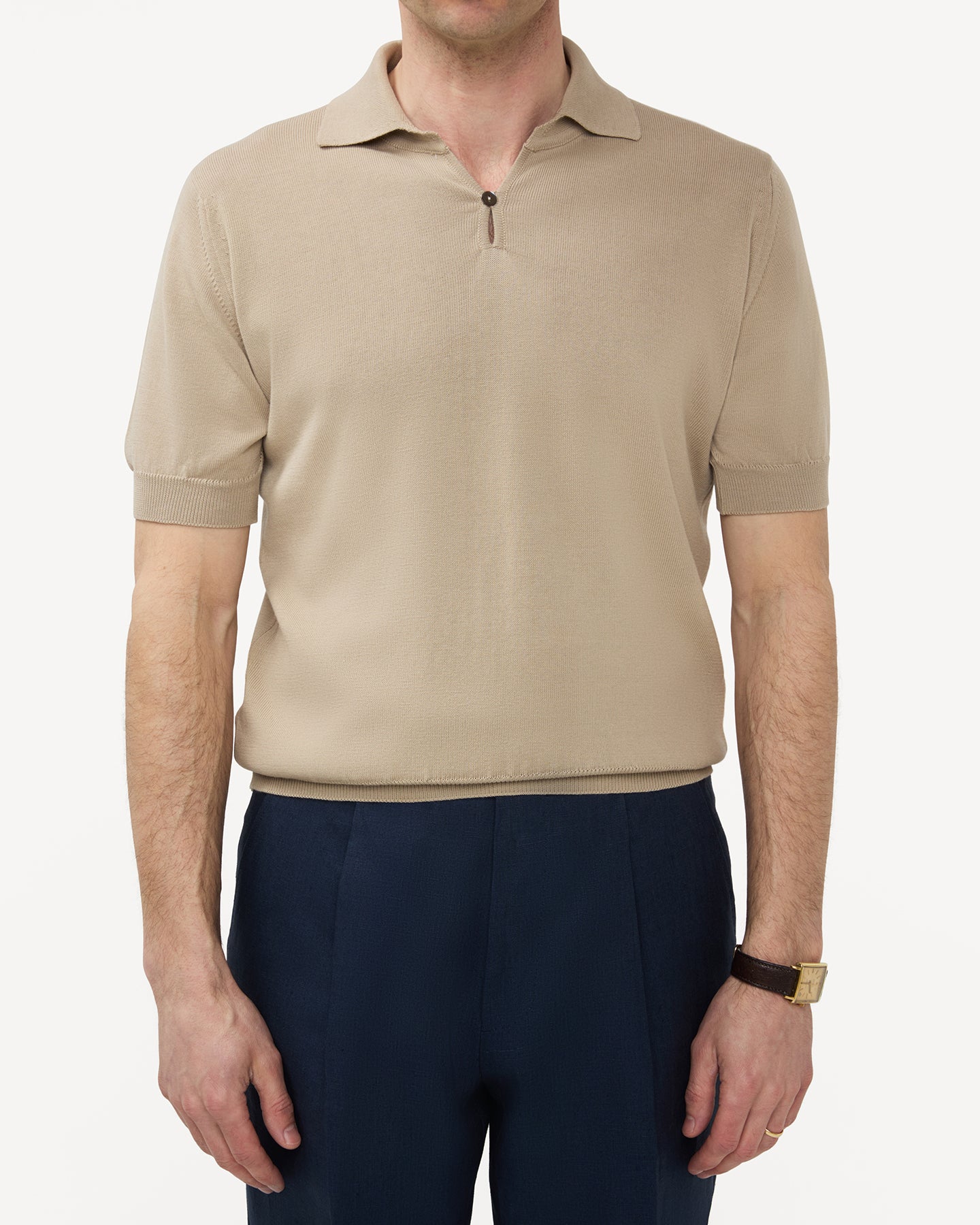 Beige Cotton Skipper Polo