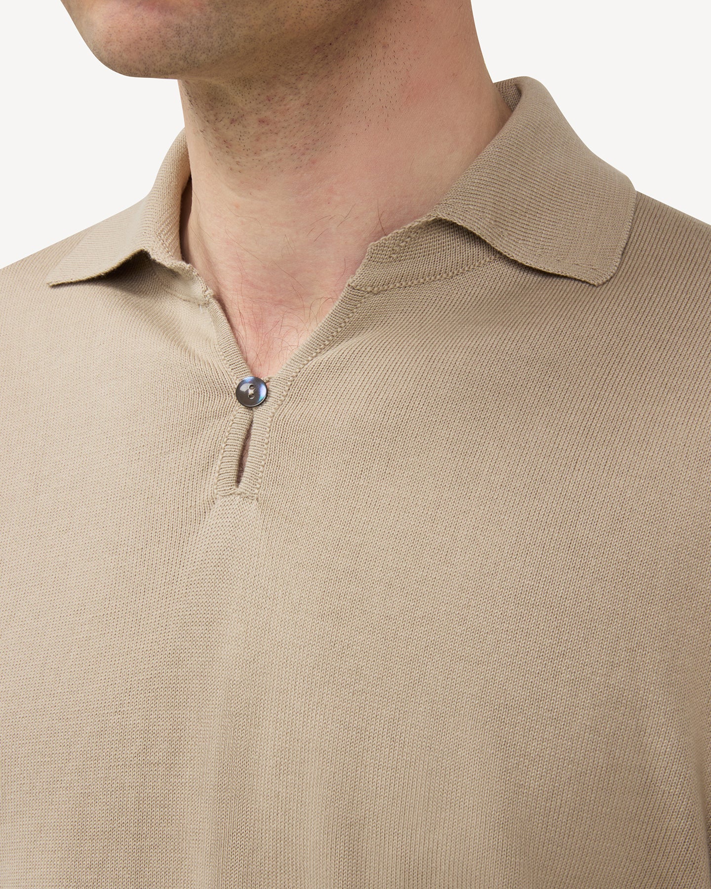 Beige Cotton Skipper Polo