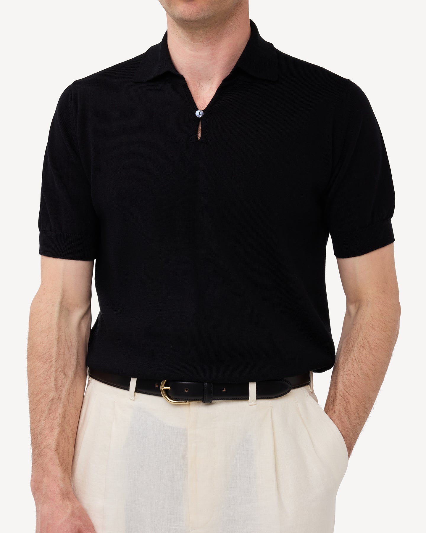 Black Cotton Skipper Polo