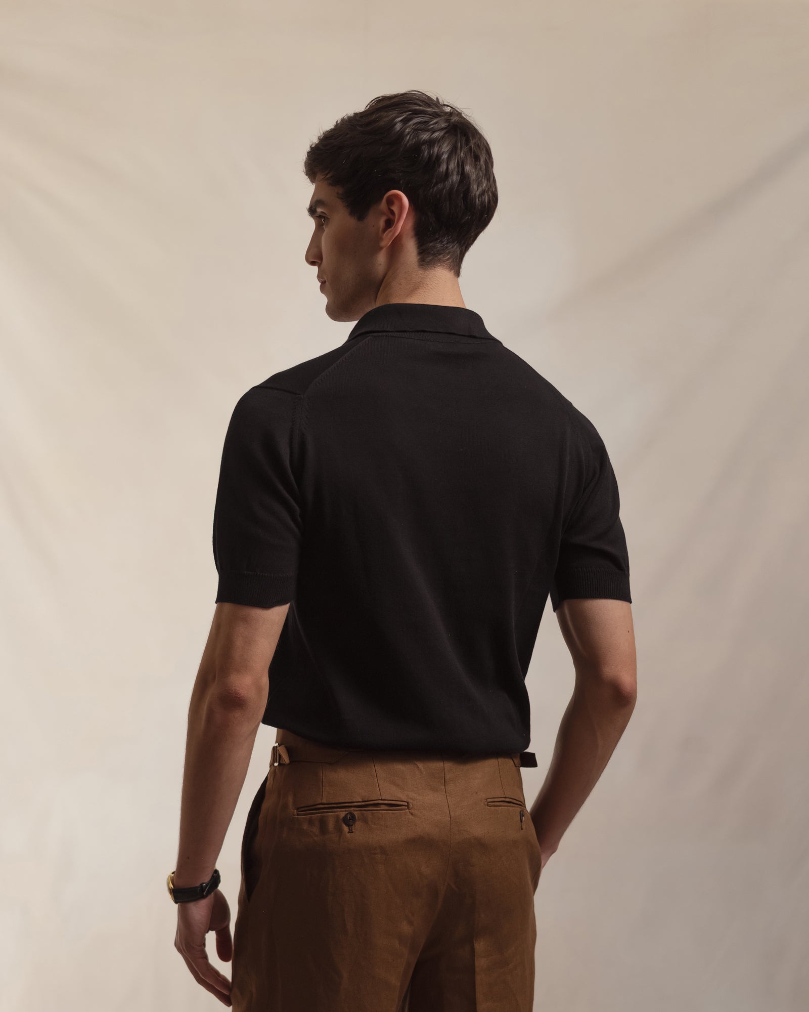 Black Cotton Skipper Polo