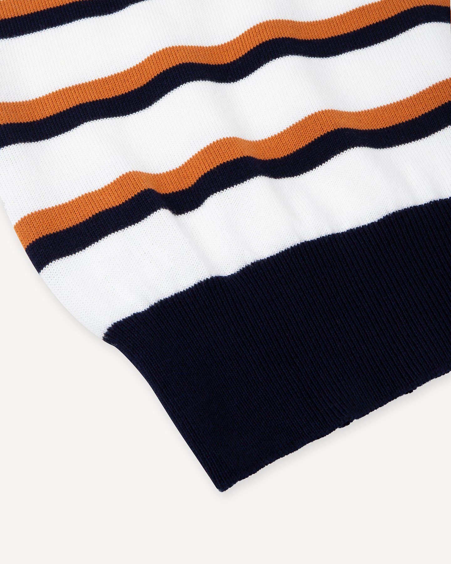 White Caramel Navy Stripe Skipper polo with ribbed hems
