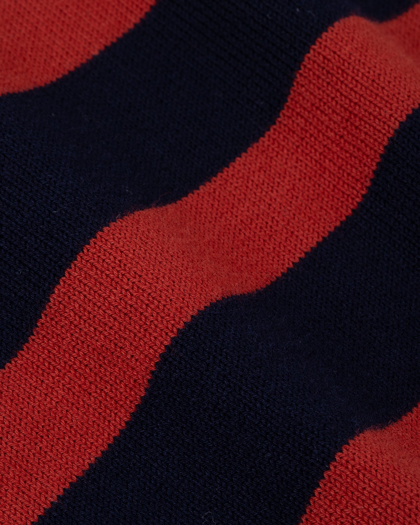 Fine gauge organic cotton with navy red stripe