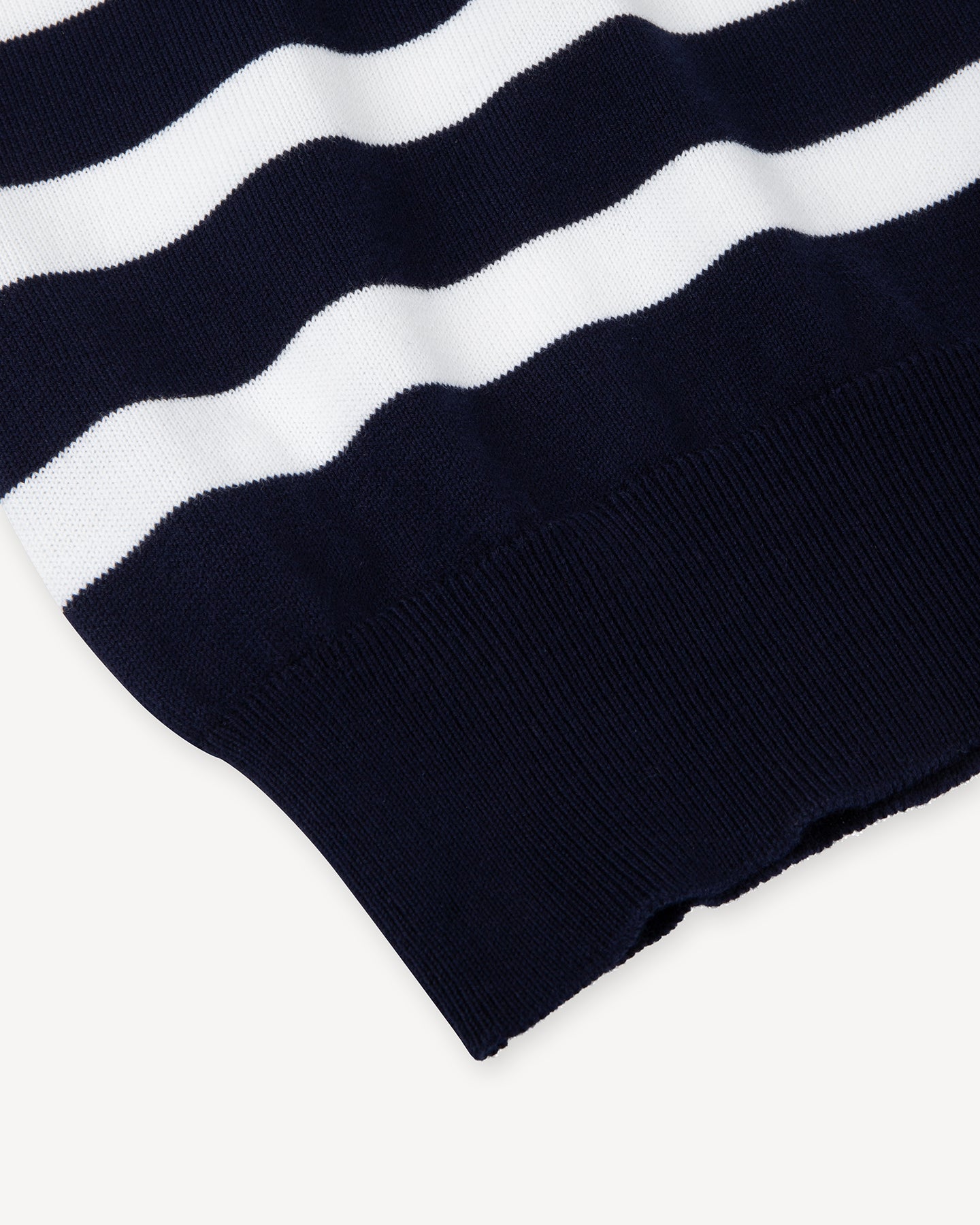 Navy White Stripe Skipper polo with ribbed hems