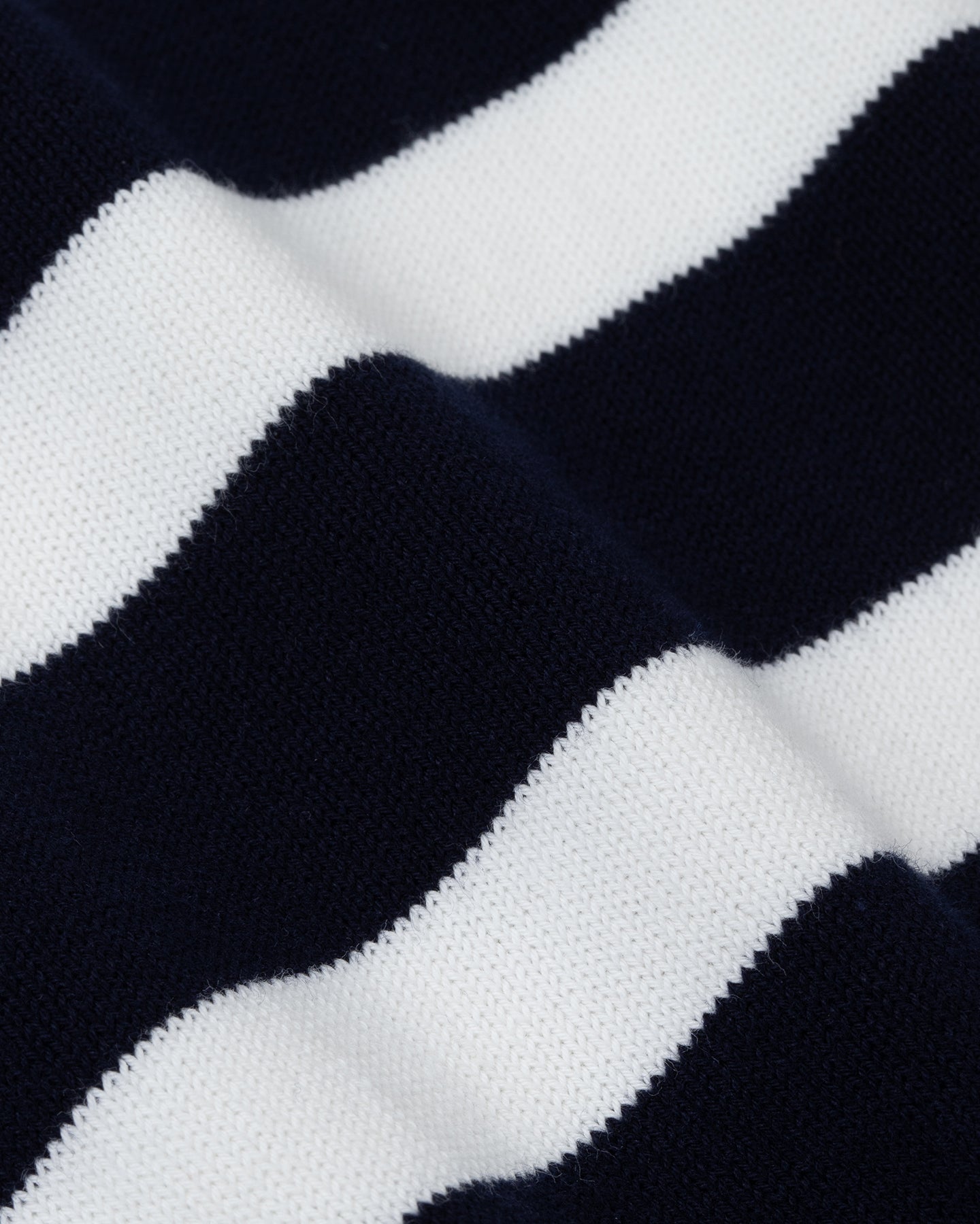 Fine gauge organic cotton with navy white stripe