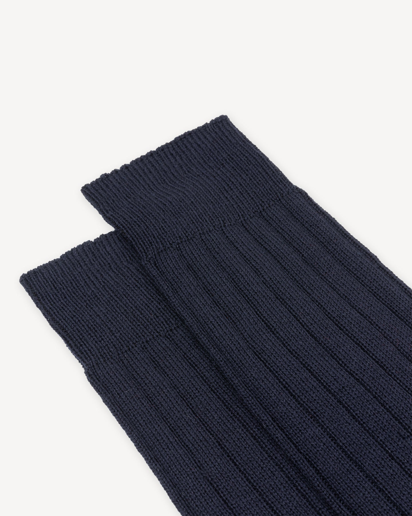 Navy wide rib socks made from Australian merino wool