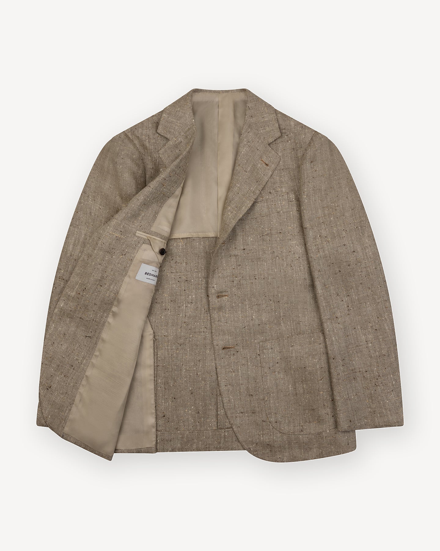 Sport Coat Beige Herringbone Silk Linen