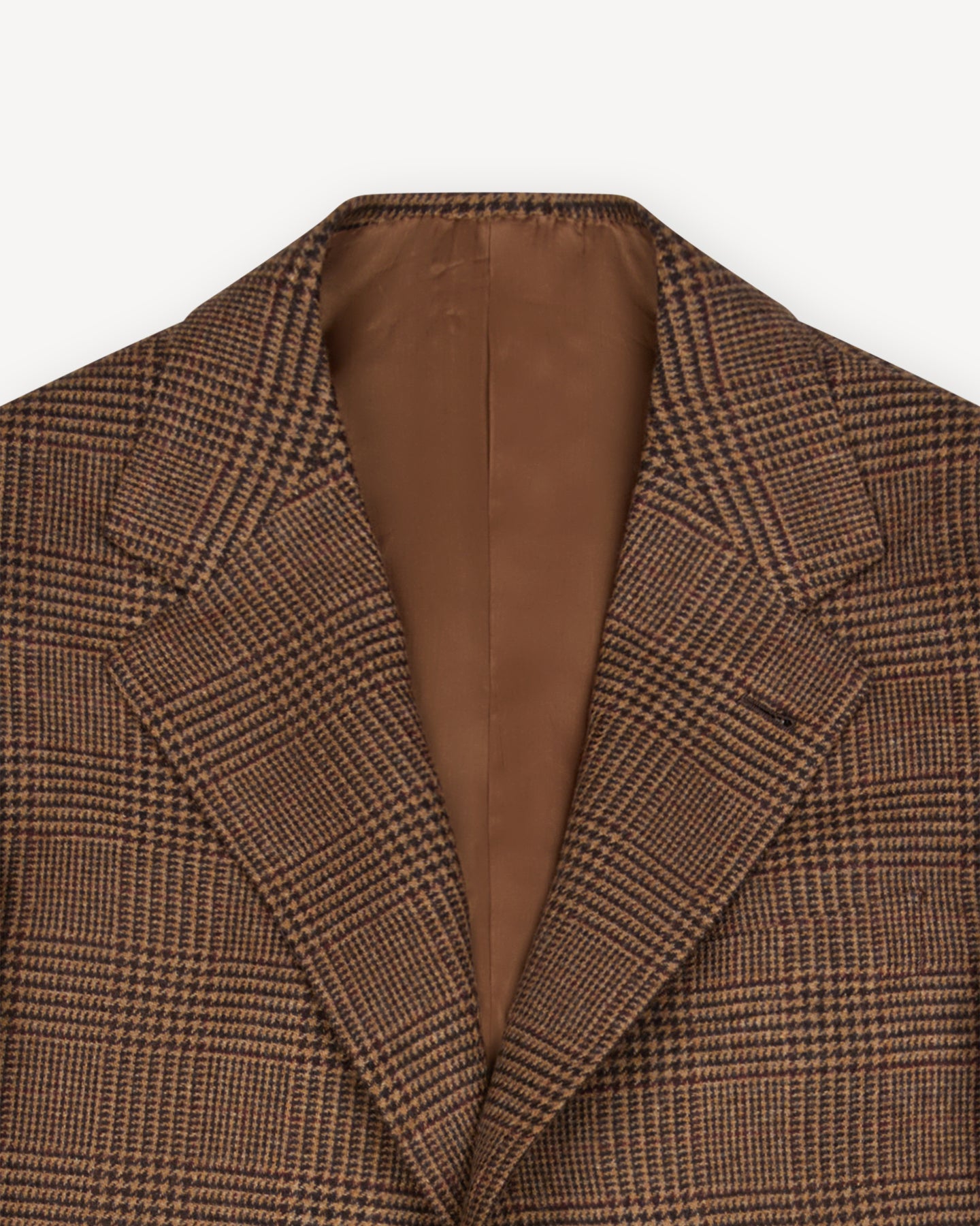 Brown Prince of Wales Merino Wool Sport Coat with notch lapels