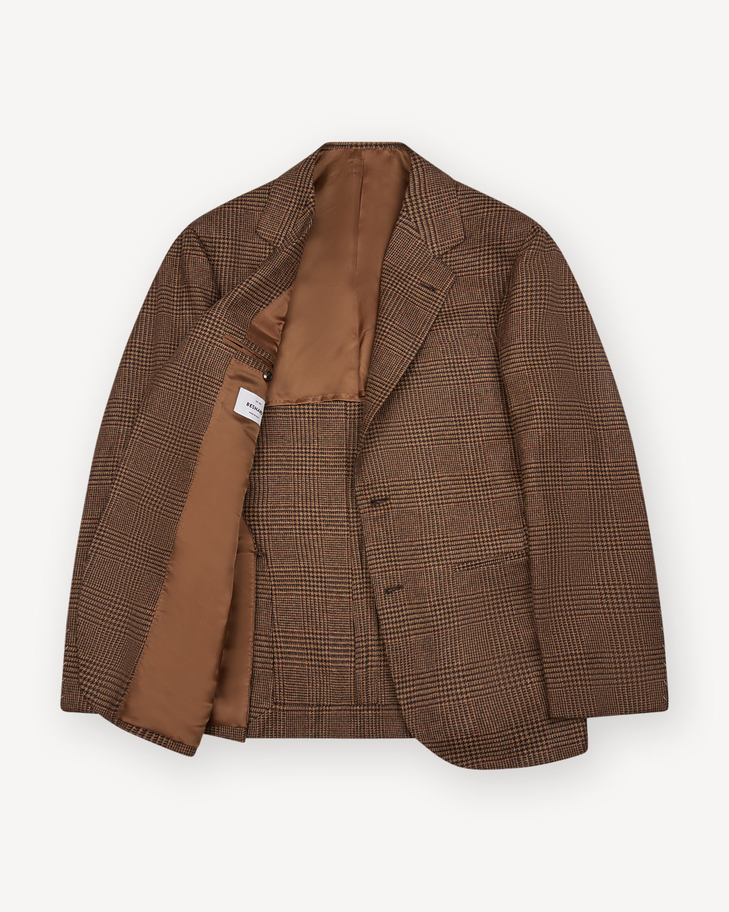 Half lined Brown Prince of Wales Merino Wool Sport Coat