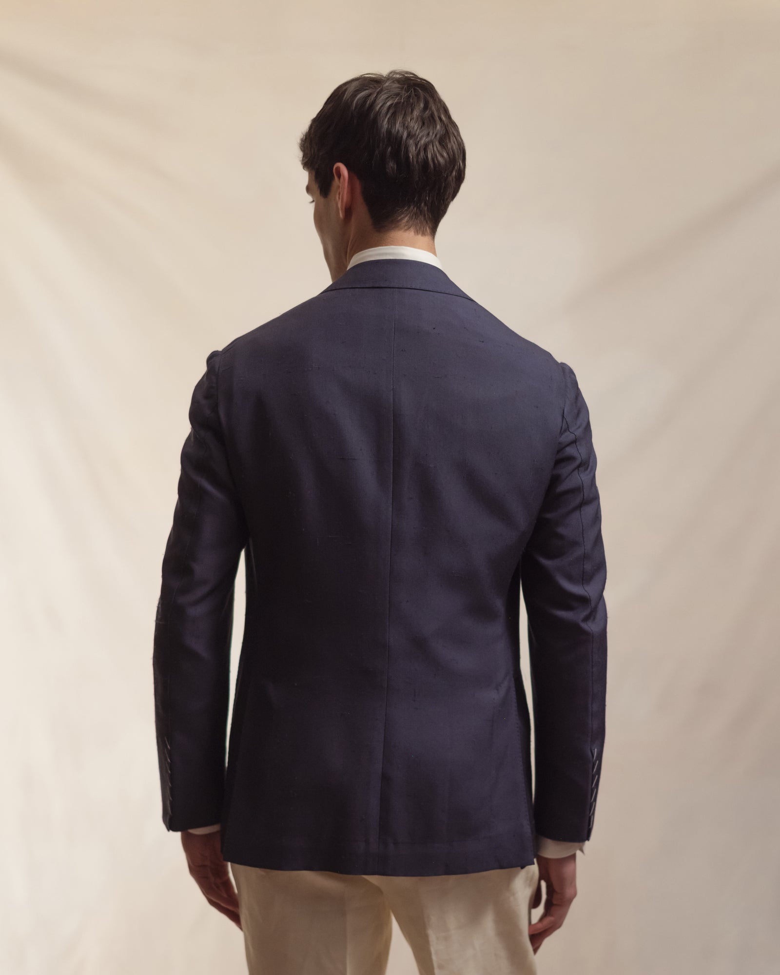 Navy Dupioni Silk Sport Coat