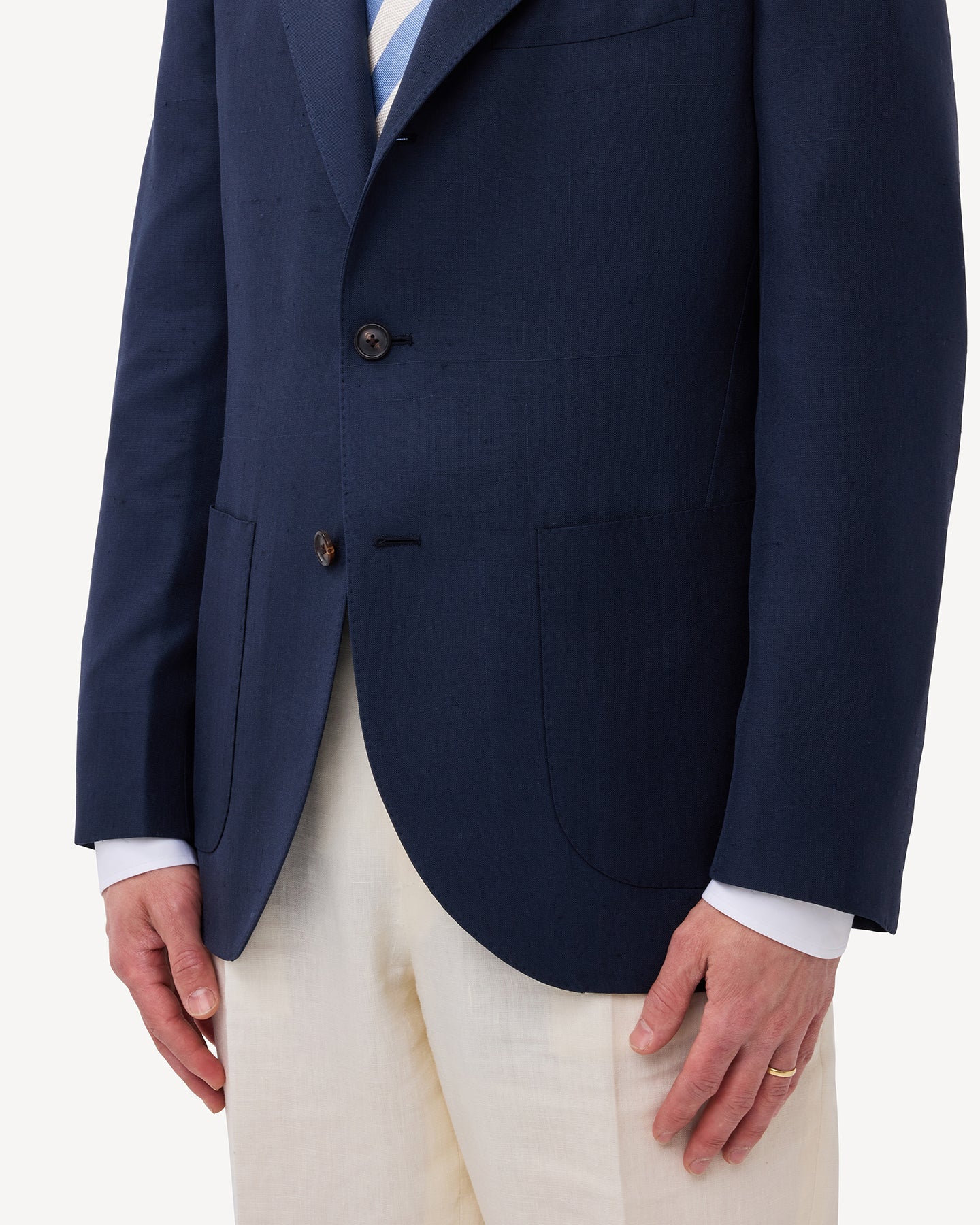 Navy Dupioni Silk Sport Coat