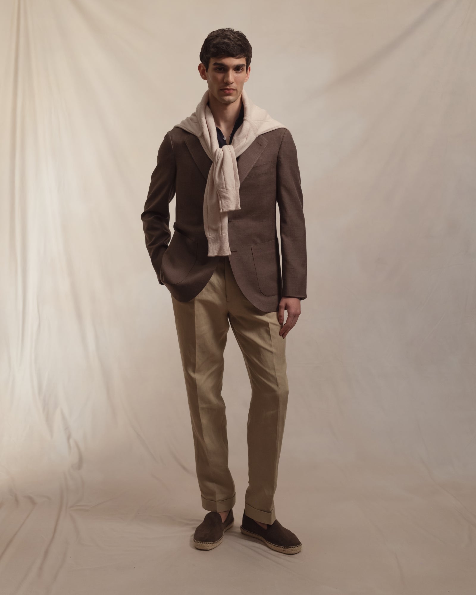 Dark Brown Wool Silk Linen Sport Coat