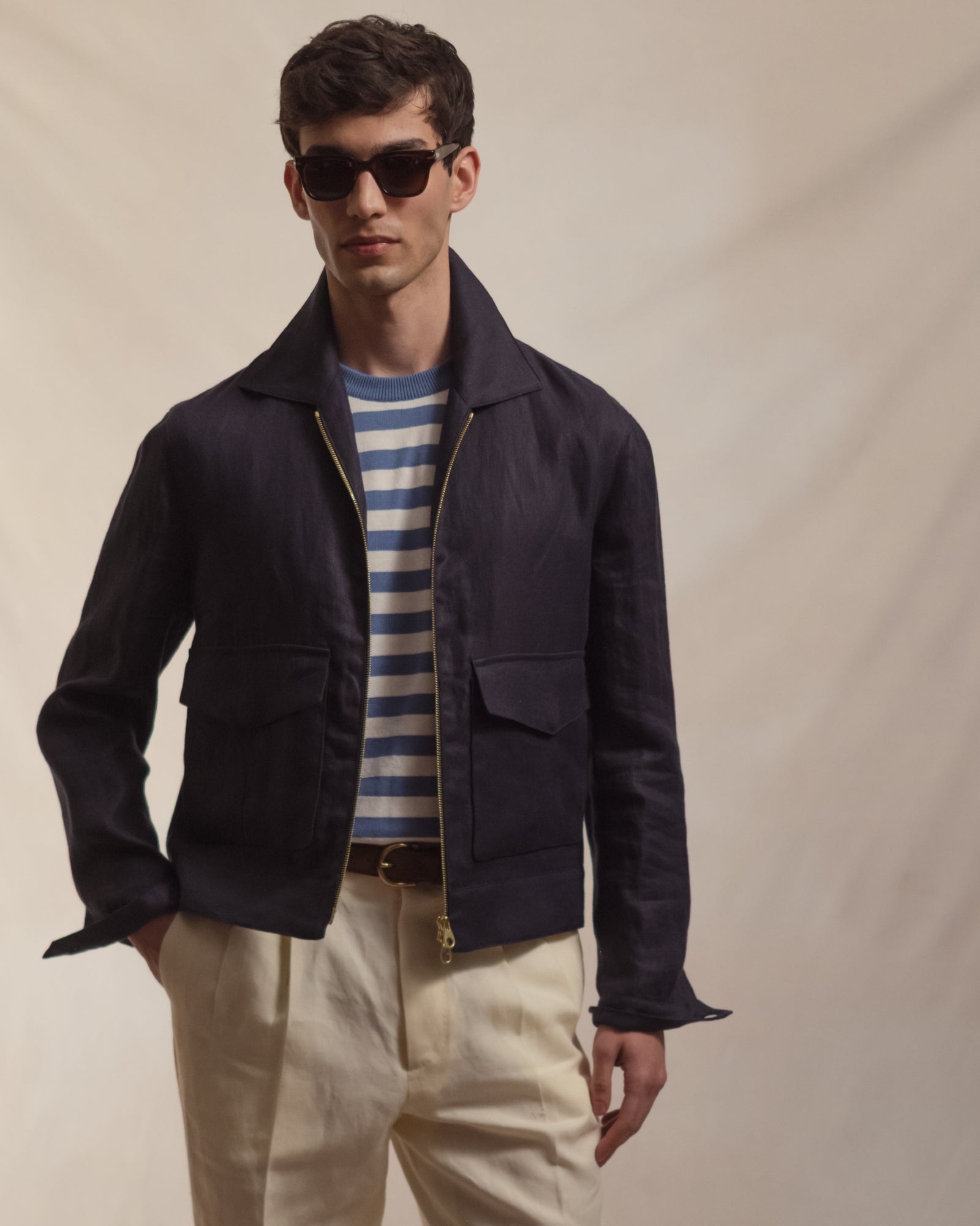 Blue White Stripe Knitted T-Shirt