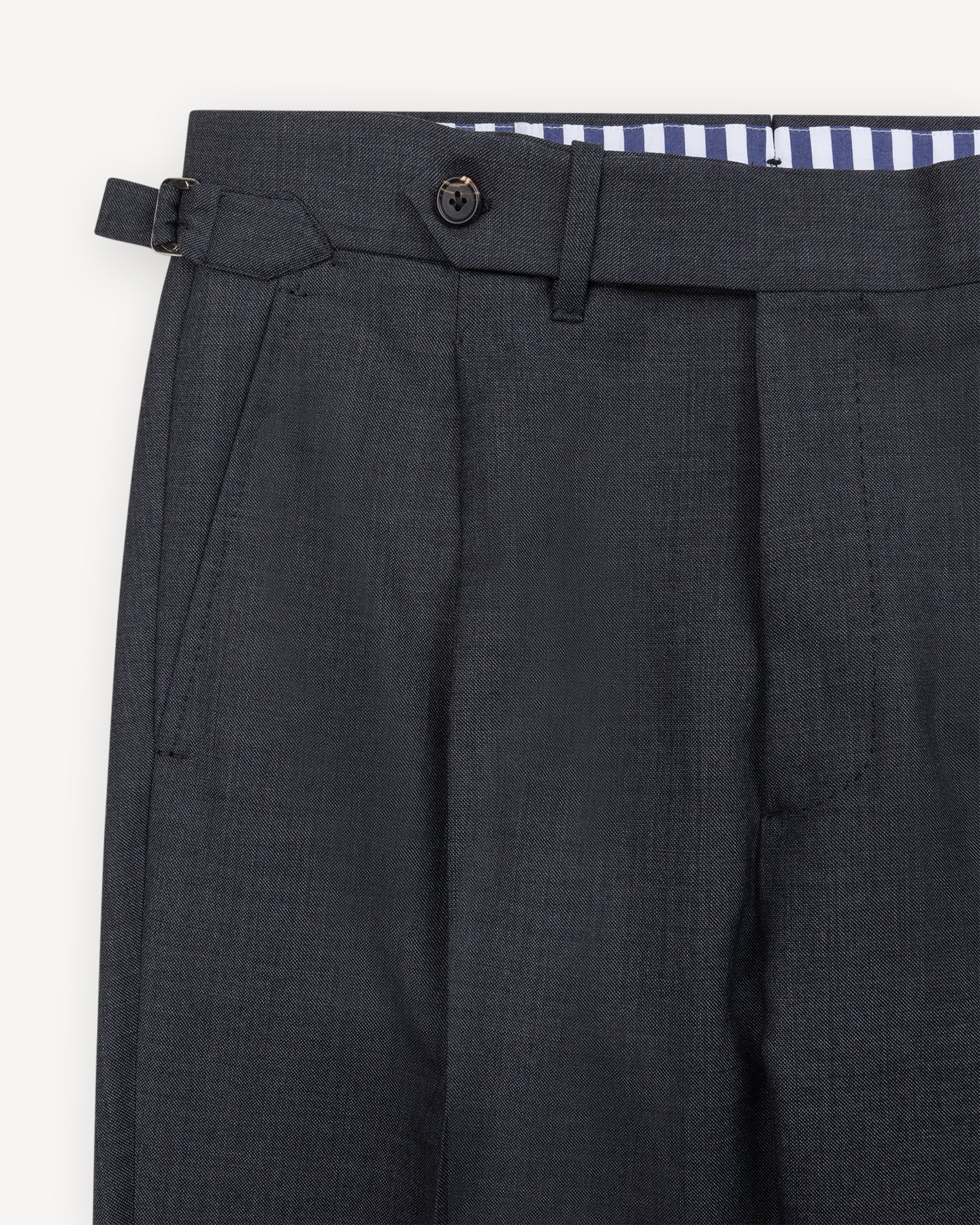 Mid Grey Sharkskin Suit Trousers with extended waistband