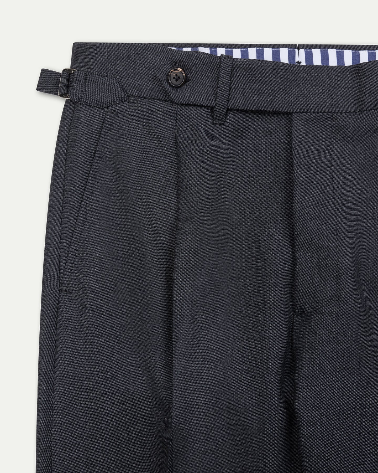 Made-To-Order Mid Grey Sharkskin Suit Trousers