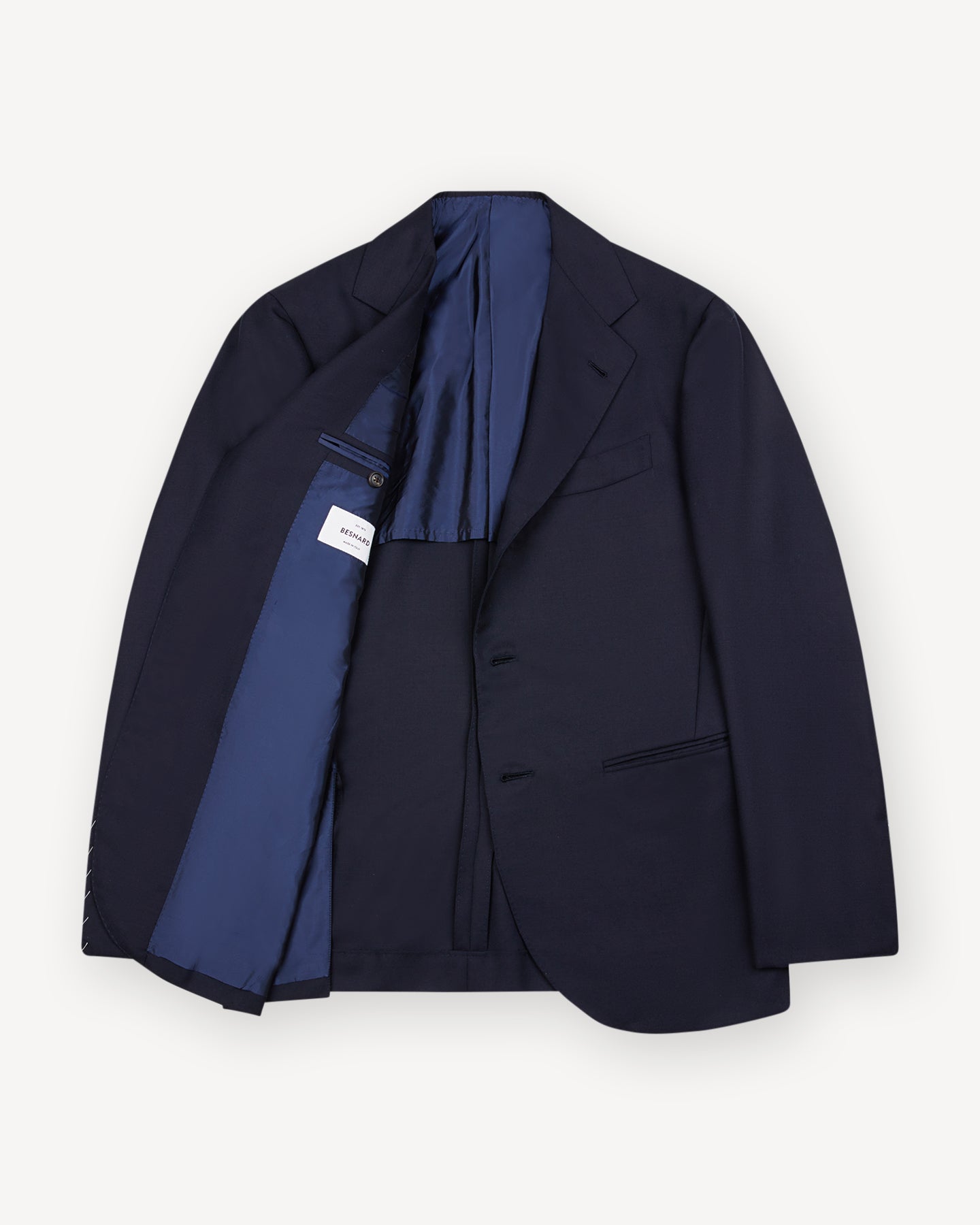 Half lined Navy Hopsack Suit Jacket
