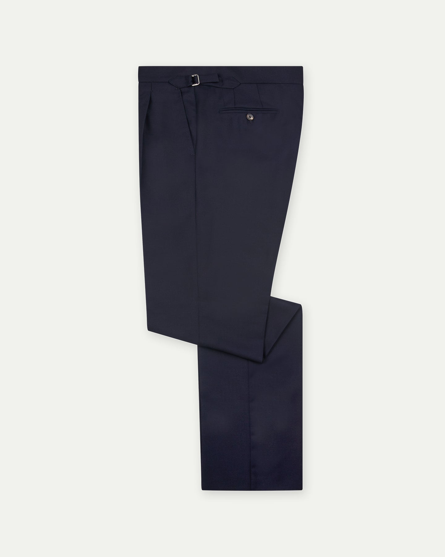 Made-To-Order Navy Hopsack Suit Trousers