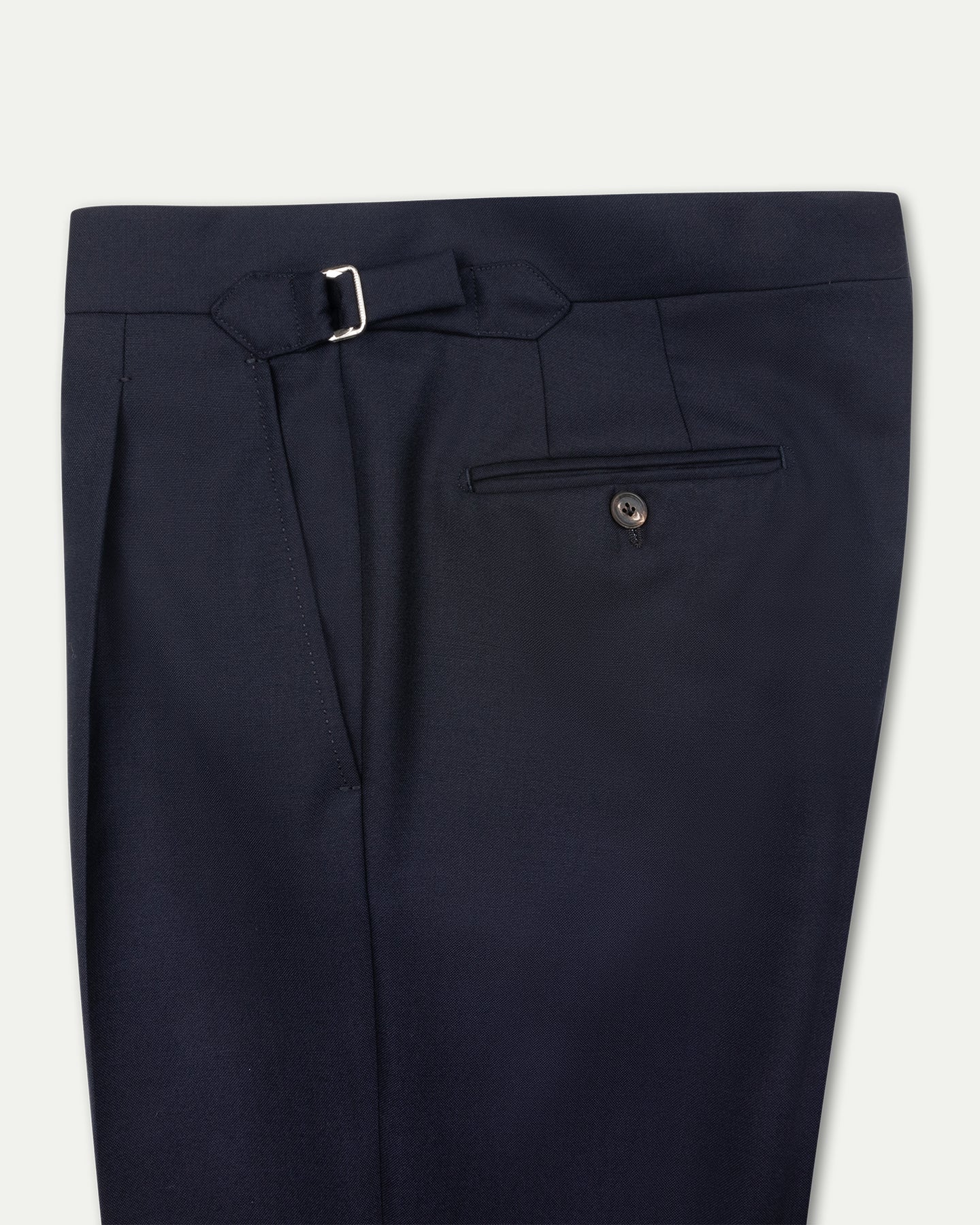 Made-To-Order Navy Hopsack Suit Trousers