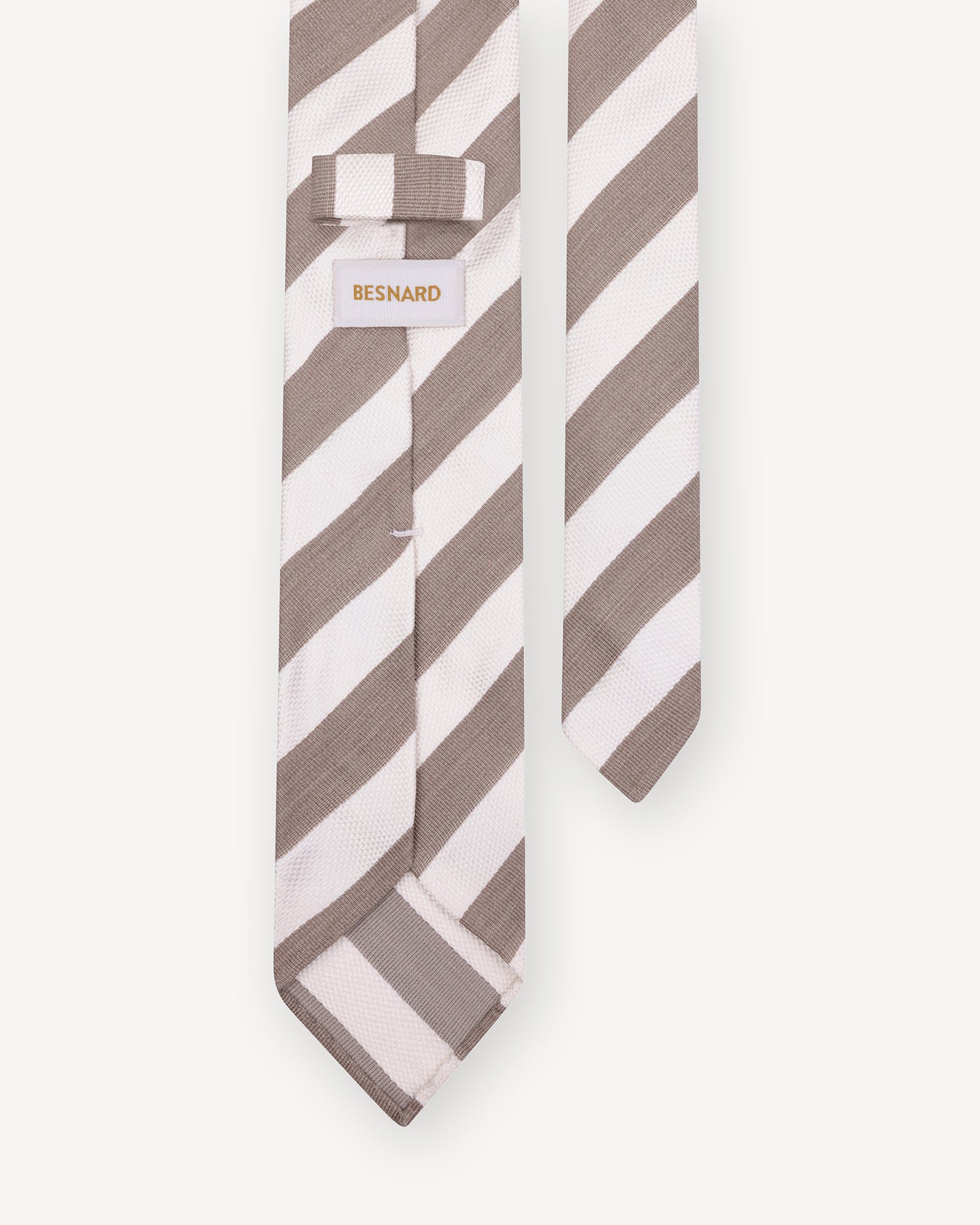 Beige and White Stripe Silk Tie