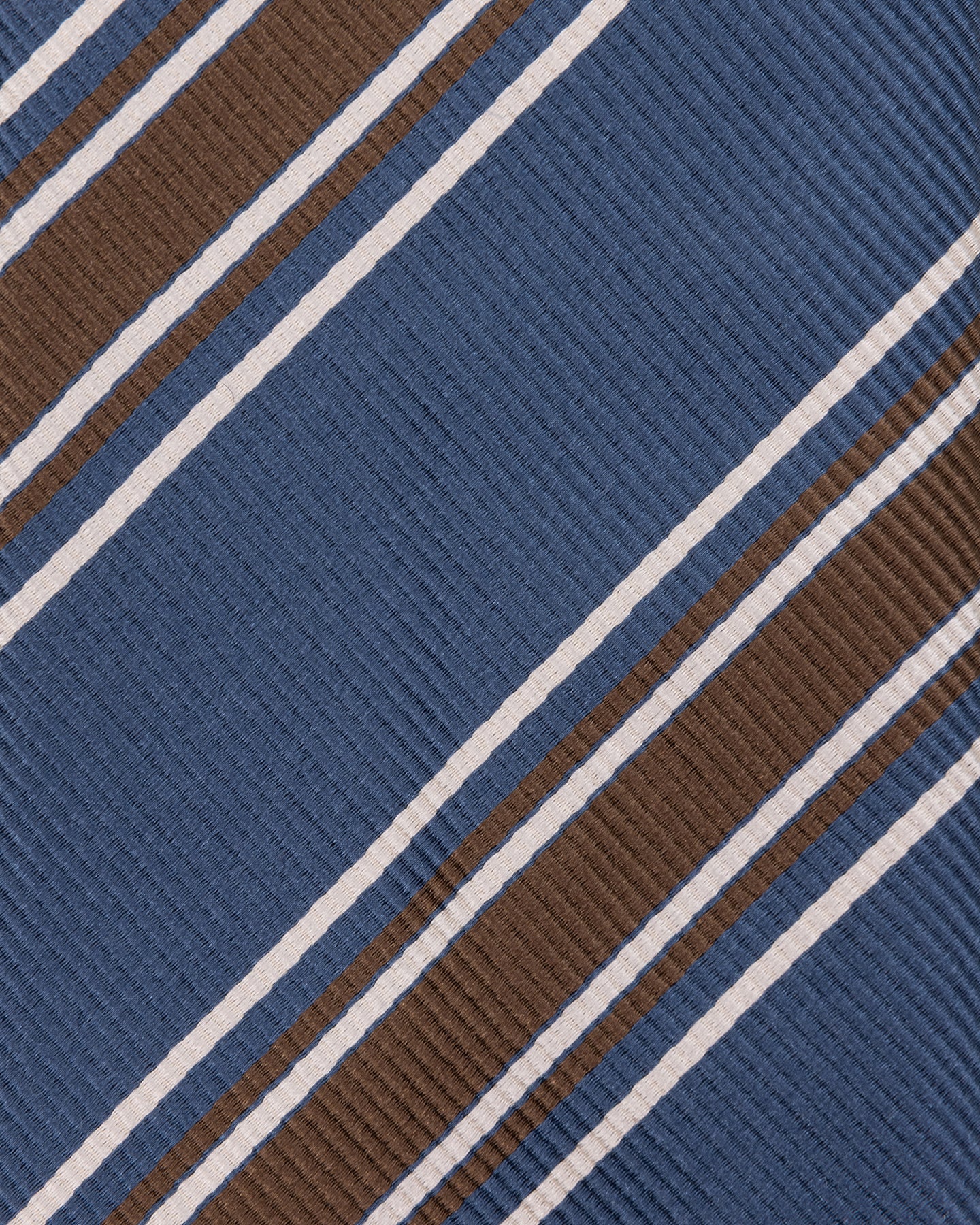 Blue-Grey Brown Regimental Stripe Silk Cotton Tie