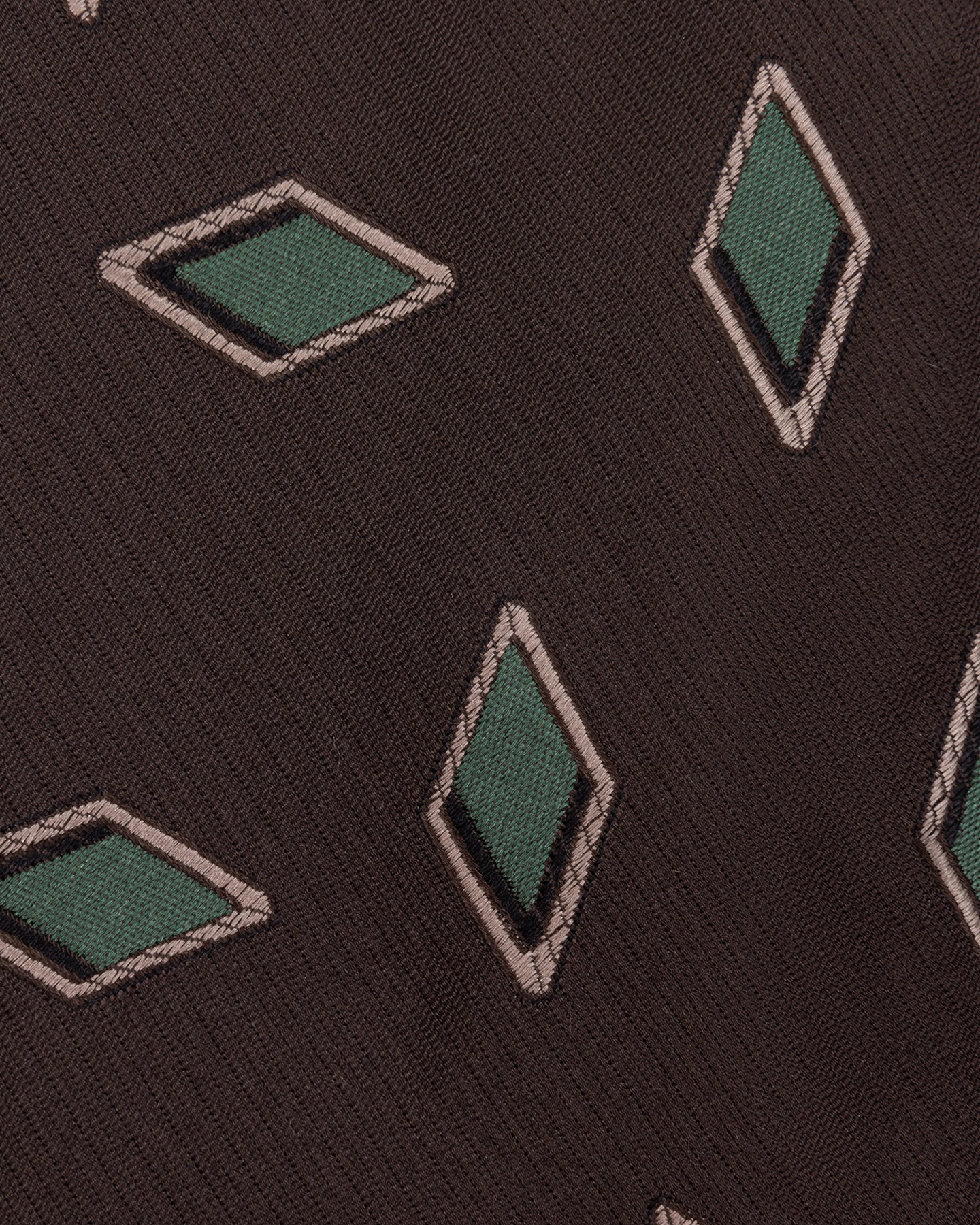 Brown and Green Diamond Jacquard Silk Tie