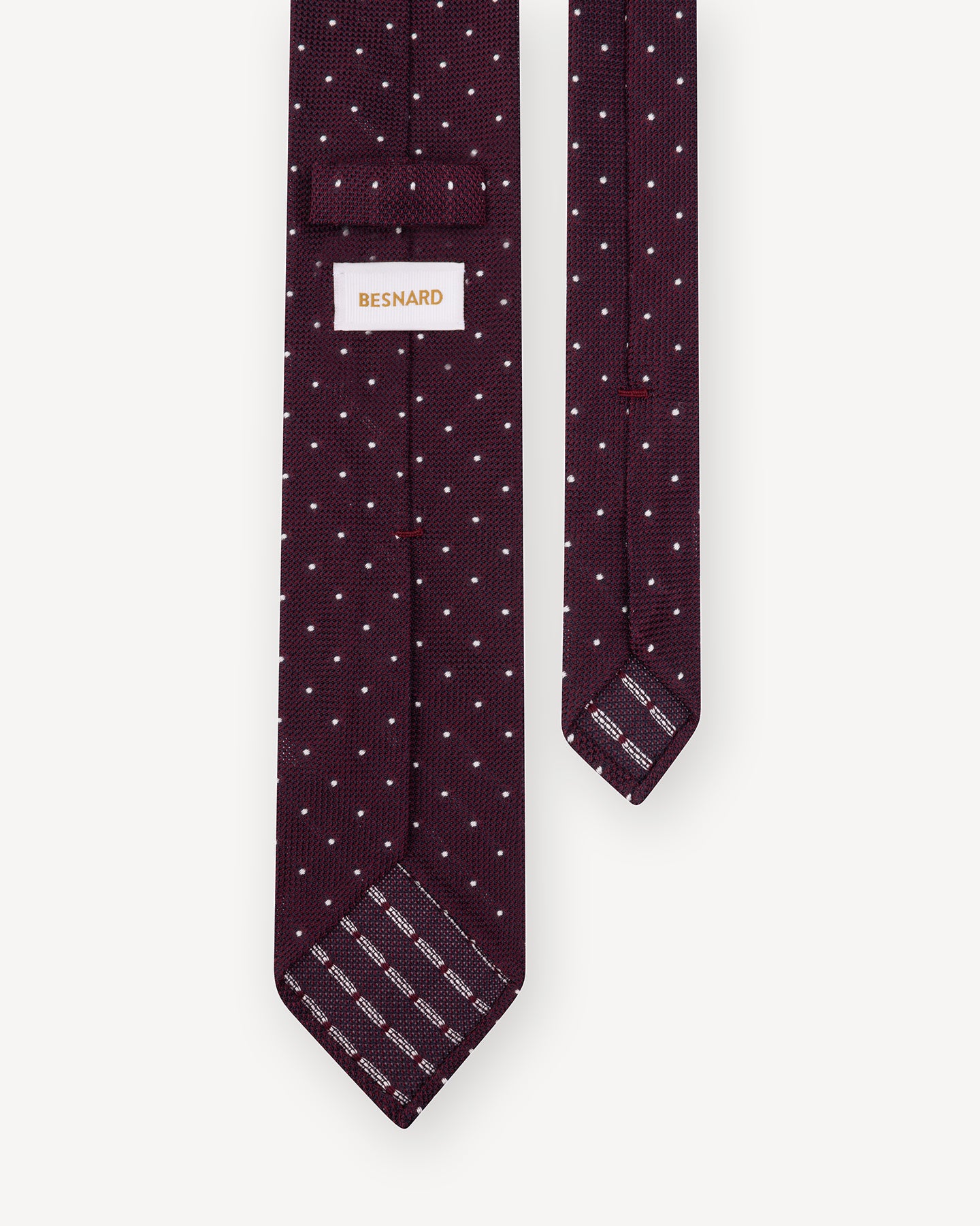 Burgundy White Small Polka Dot Grenadine Tie with hand-rolled blades