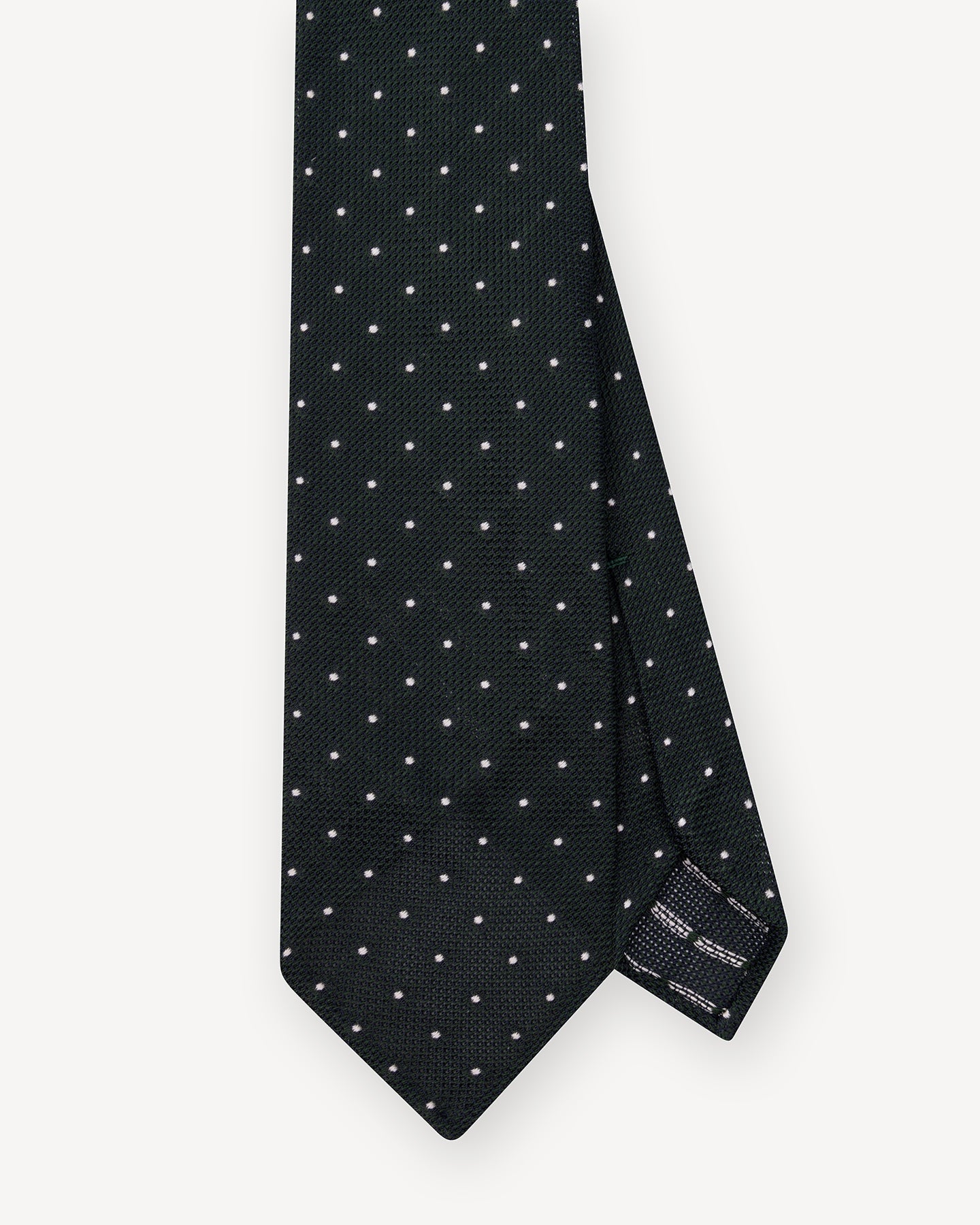 Dark Green White Small Polka Dot Grenadine Tie
