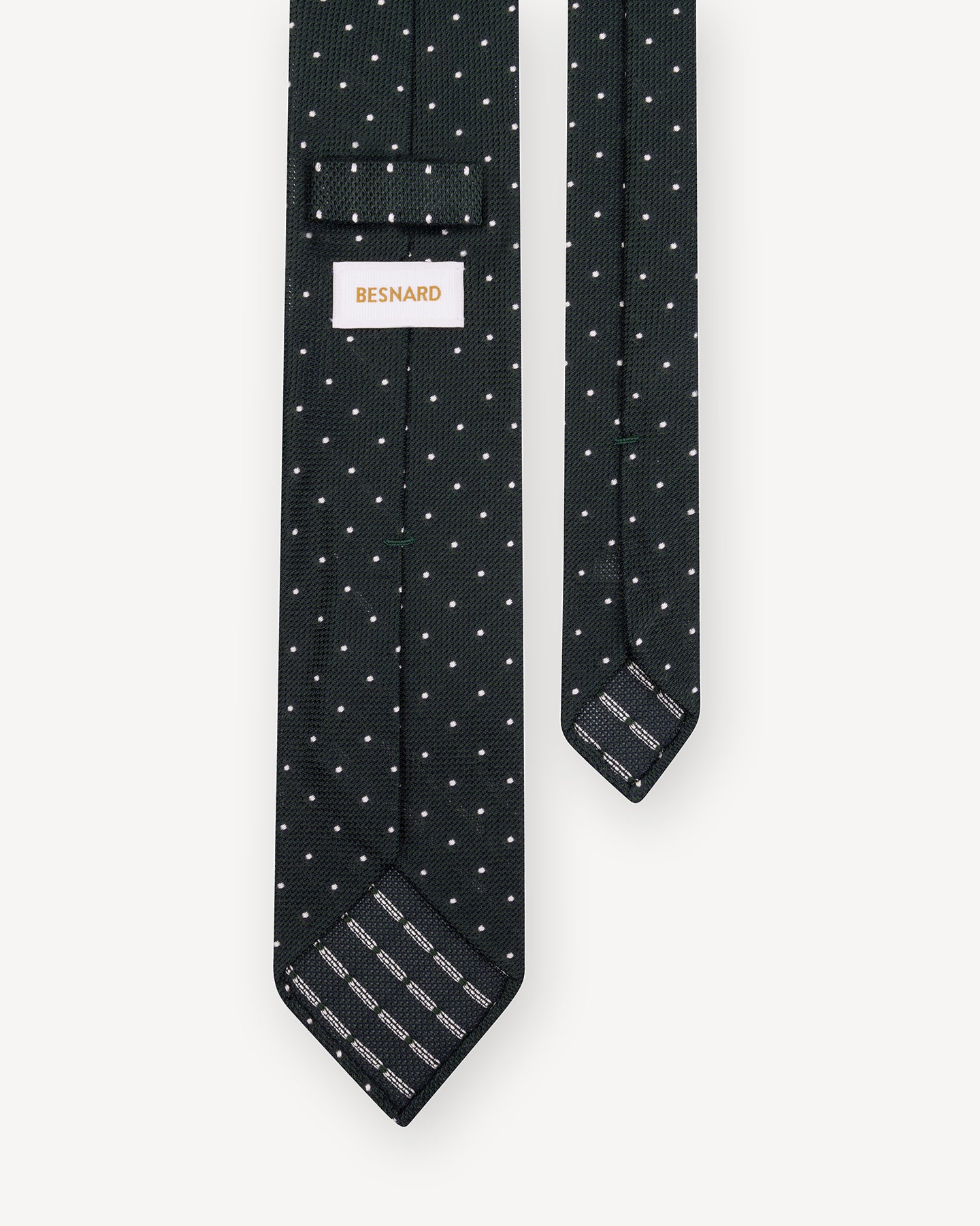 Dark Green White Small Polka Dot Grenadine Tie with hand-rolled blades