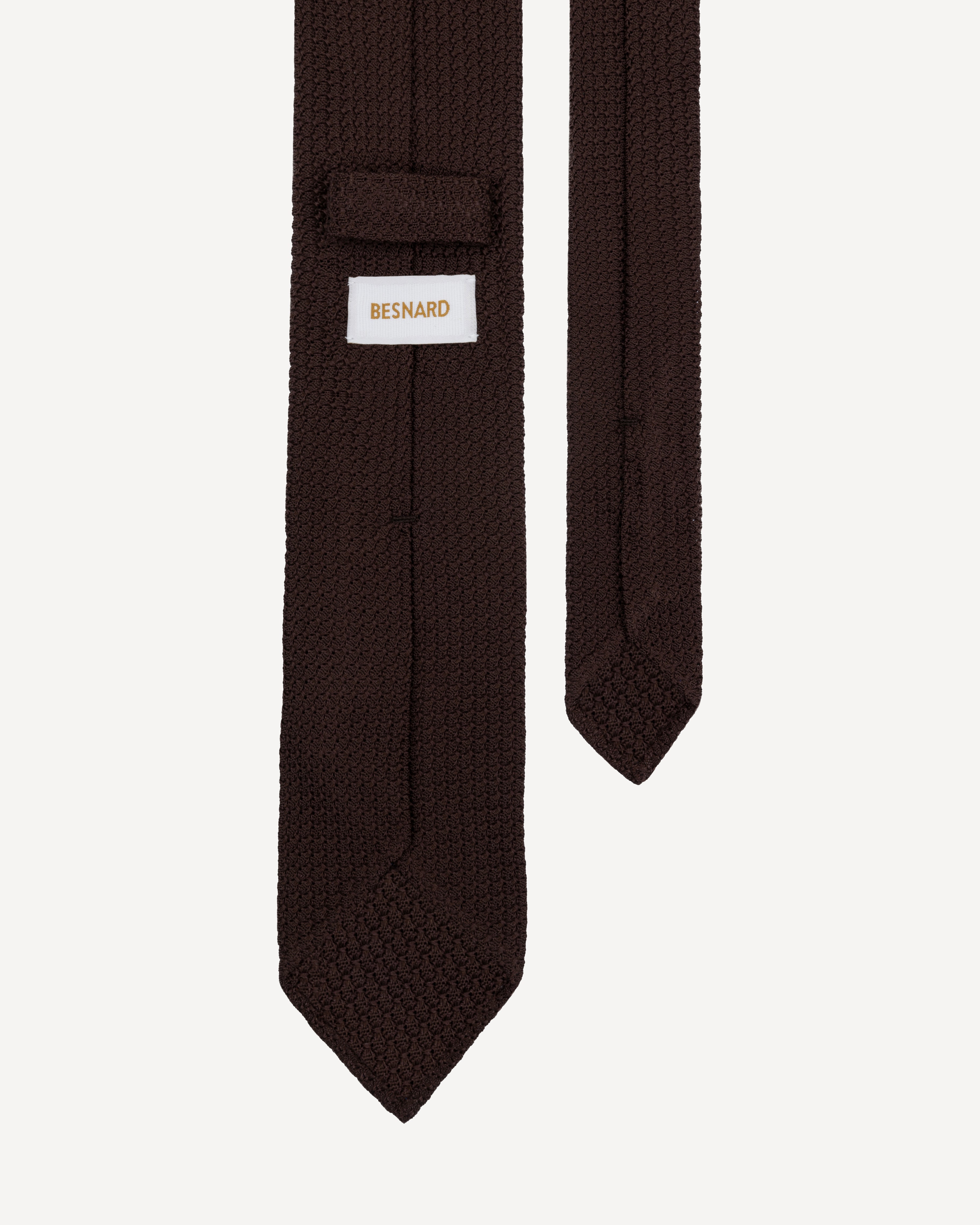 Brown Garza Grossa grenadine tie with hand rolled blades