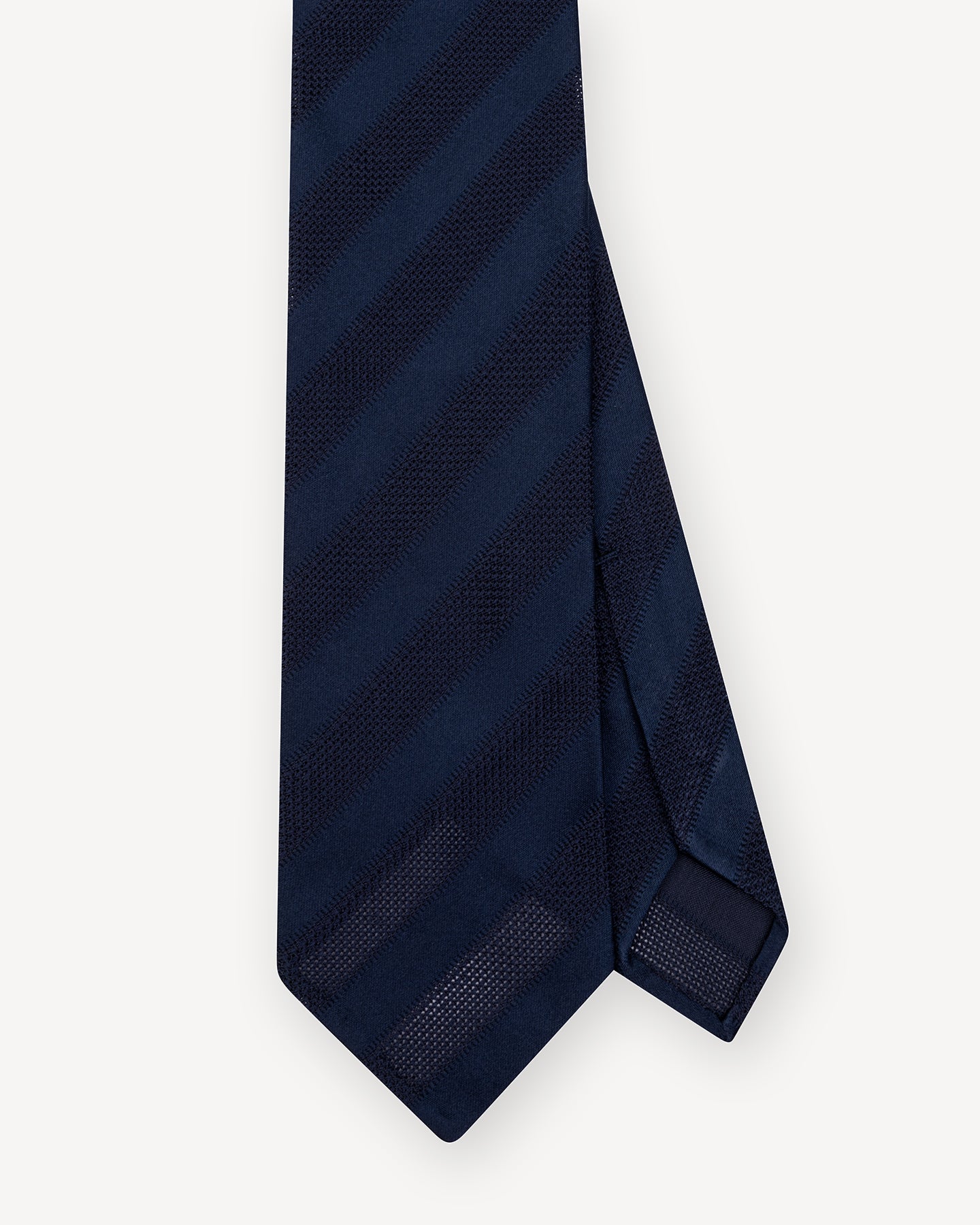 Navy Solid Stripe Satin Grenadine Tie