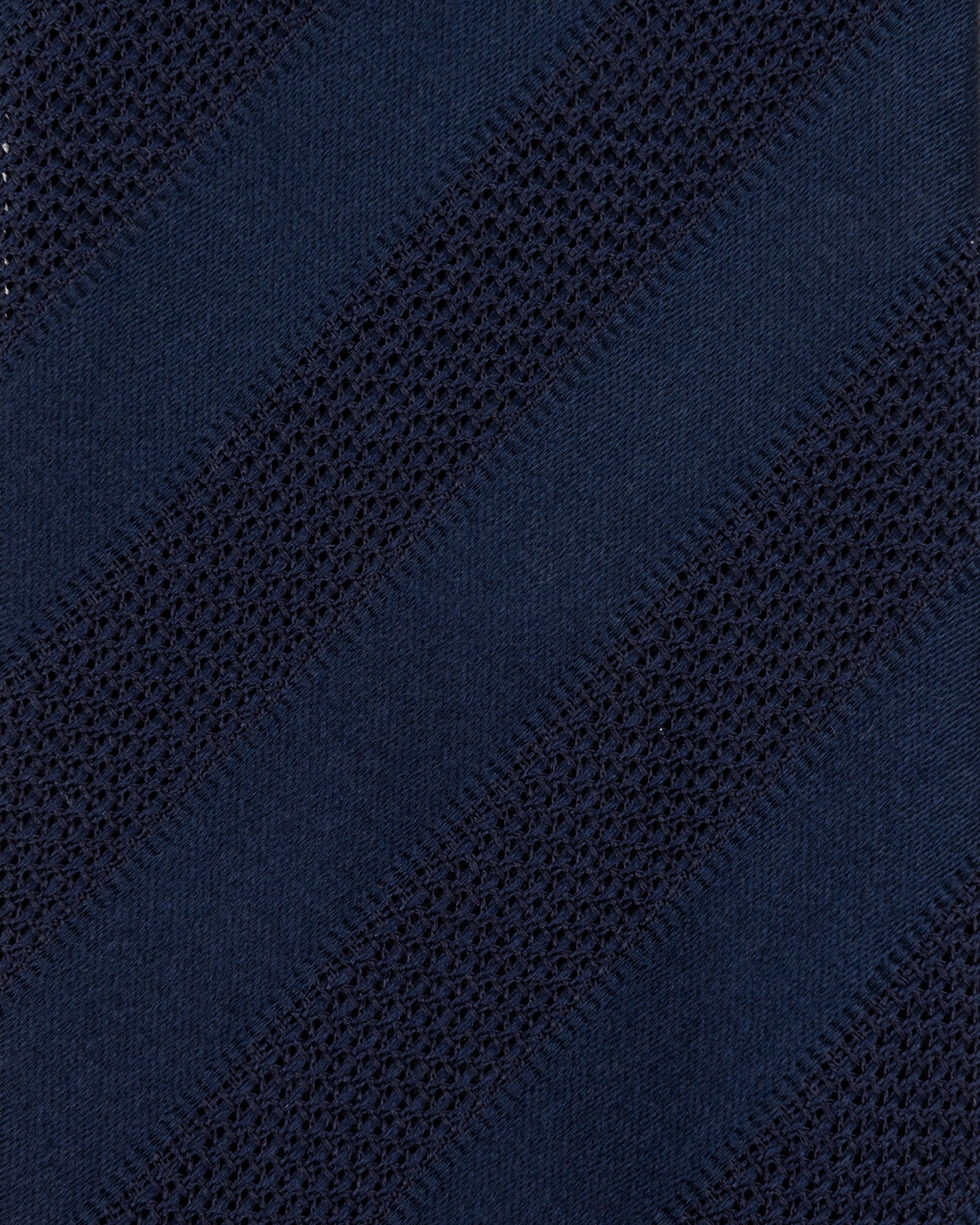 Navy Solid Stripe Satin Grenadine Silk