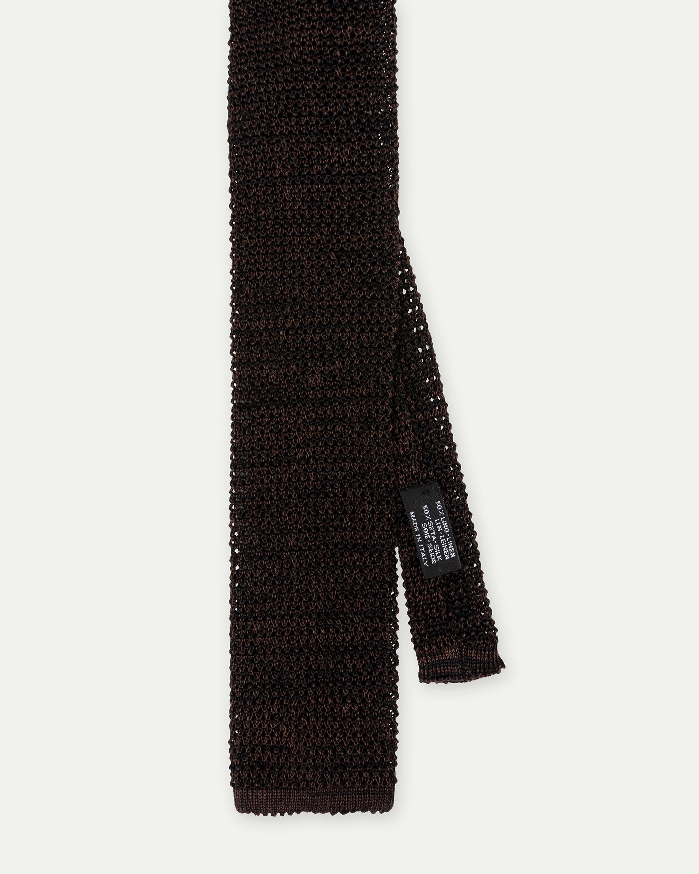Dark Brown Melange Knitted Silk Linen Tie