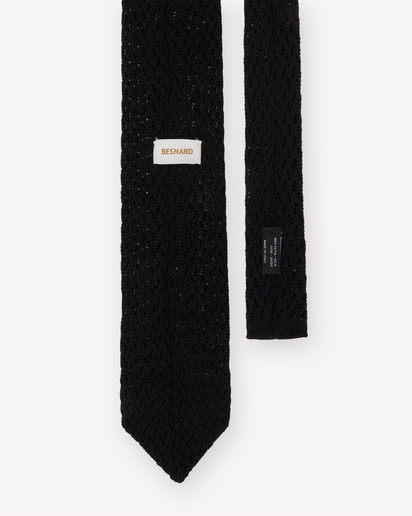 Black Zigzag Knitted Silk Tie