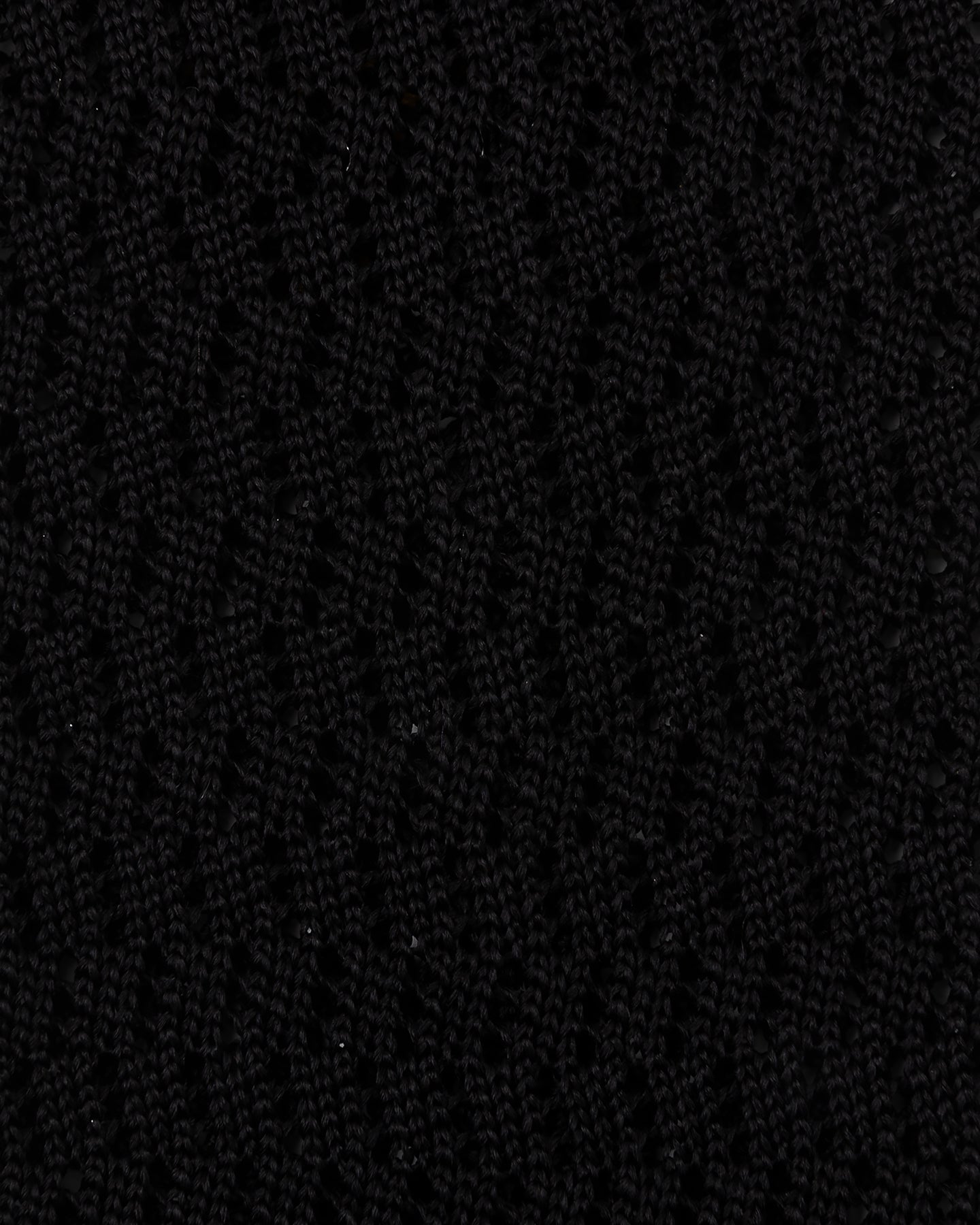 A close up of black knitted silk with zigzag pattern