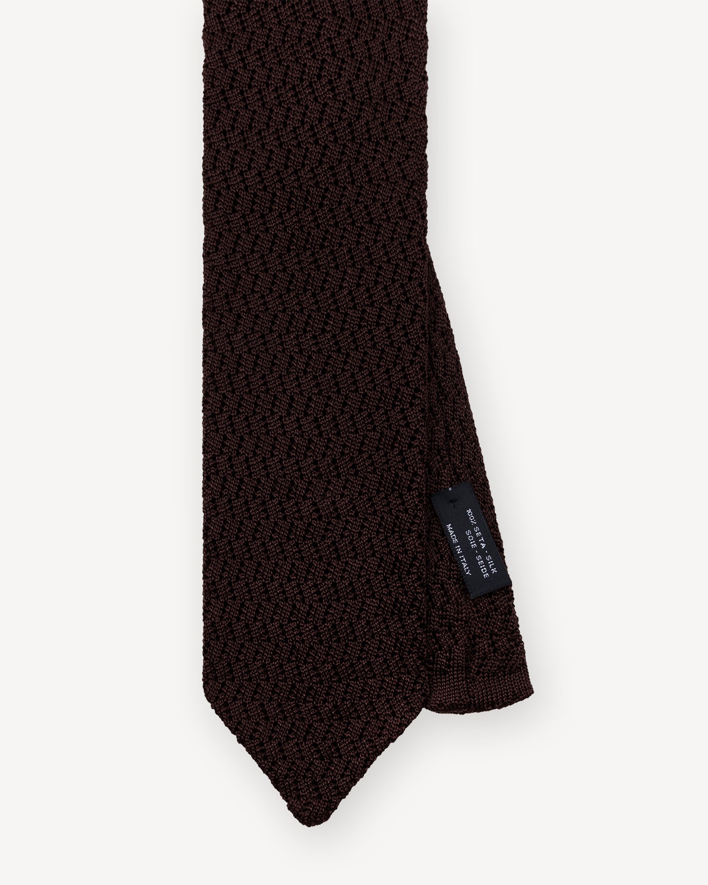 Brown Zigzag Knitted Silk Tie