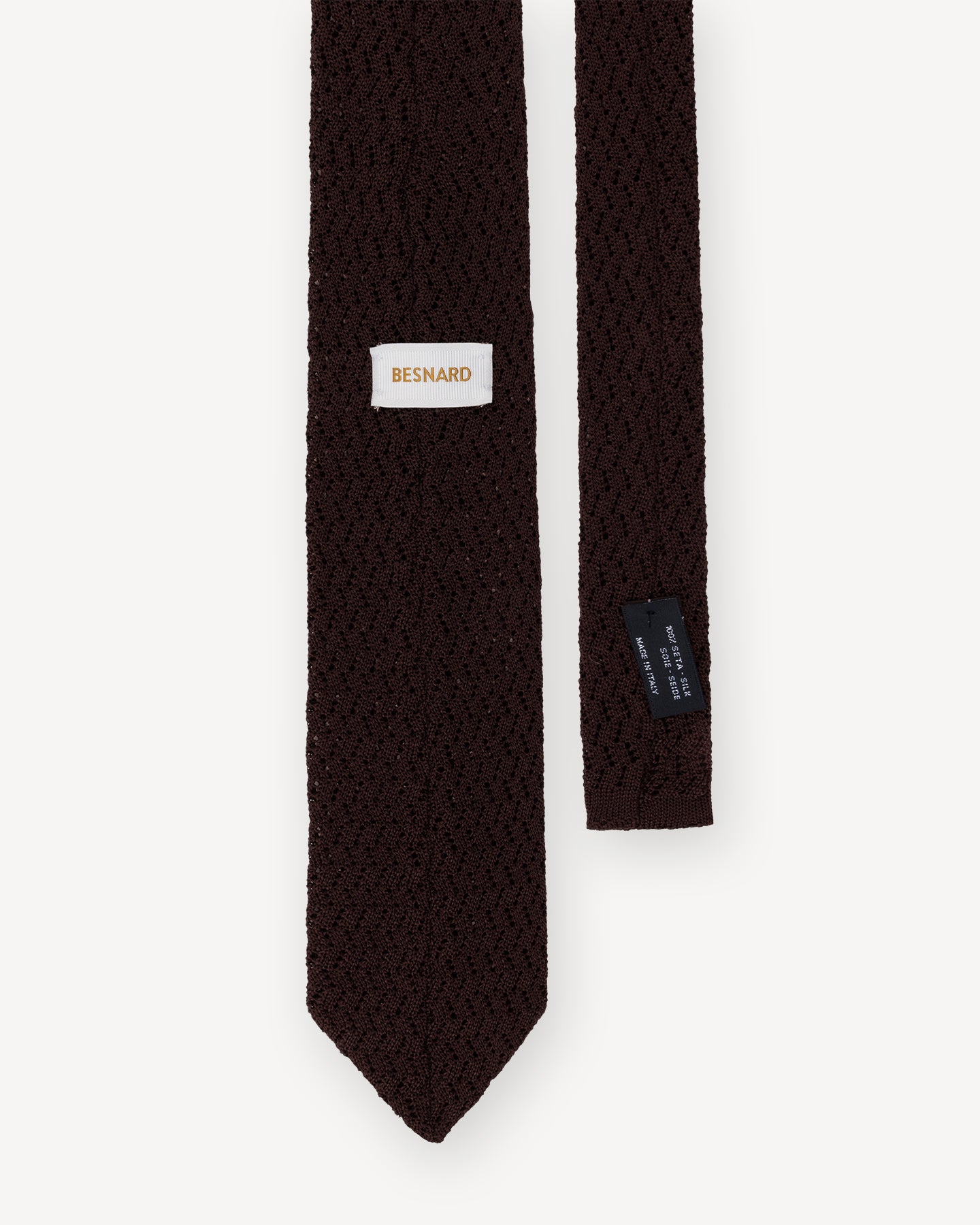 Brown Zigzag Knitted Silk Tie