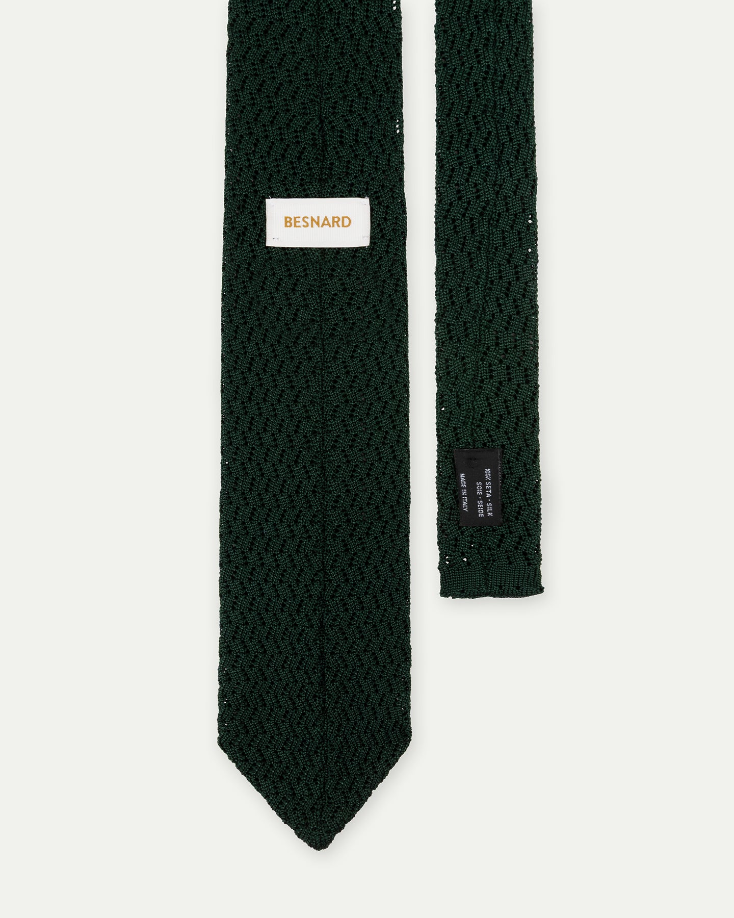 Dark Green Zigzag Knitted Silk Tie